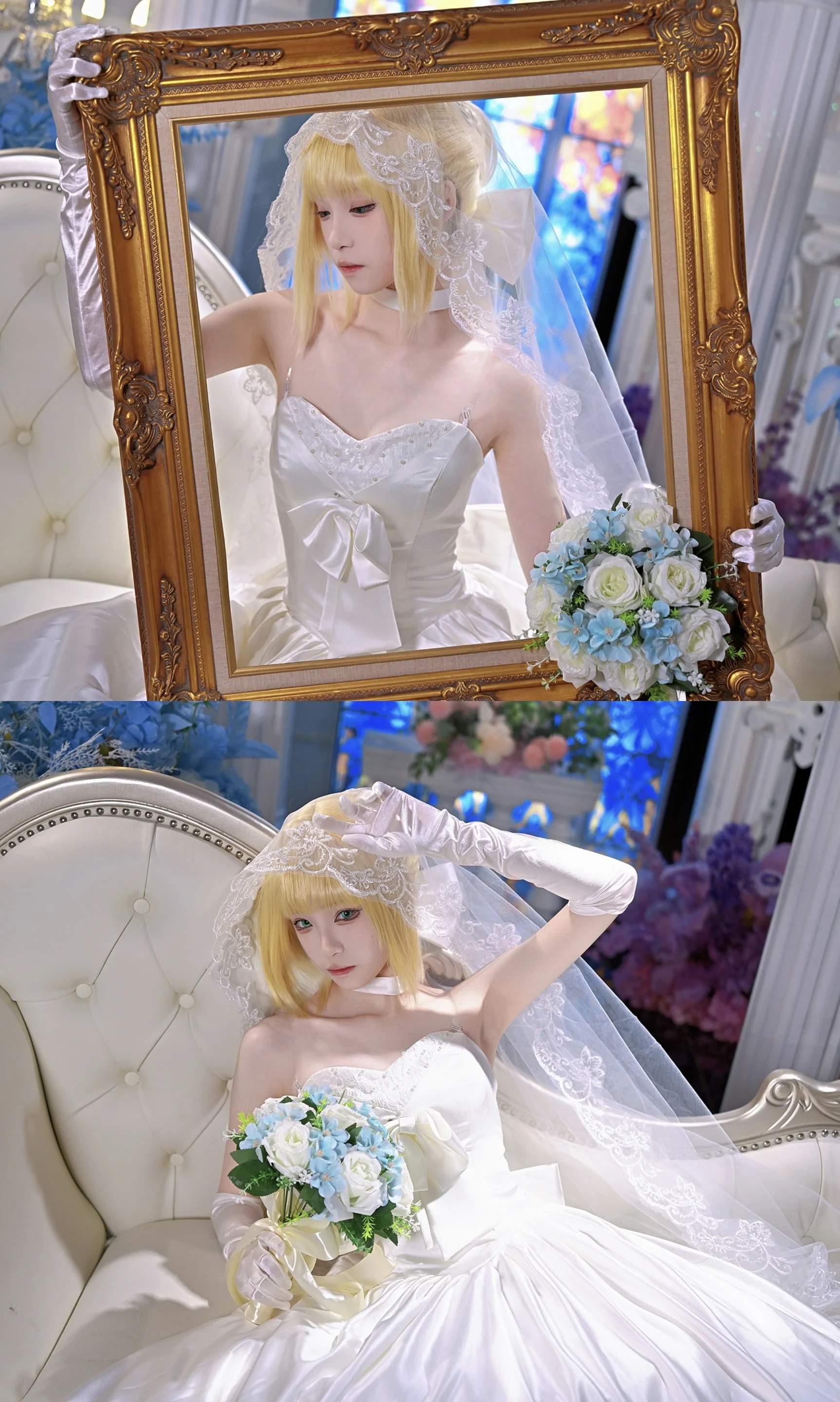 【Saber cos】Fate里的骑士王穿上了白纱 - 第 1 张