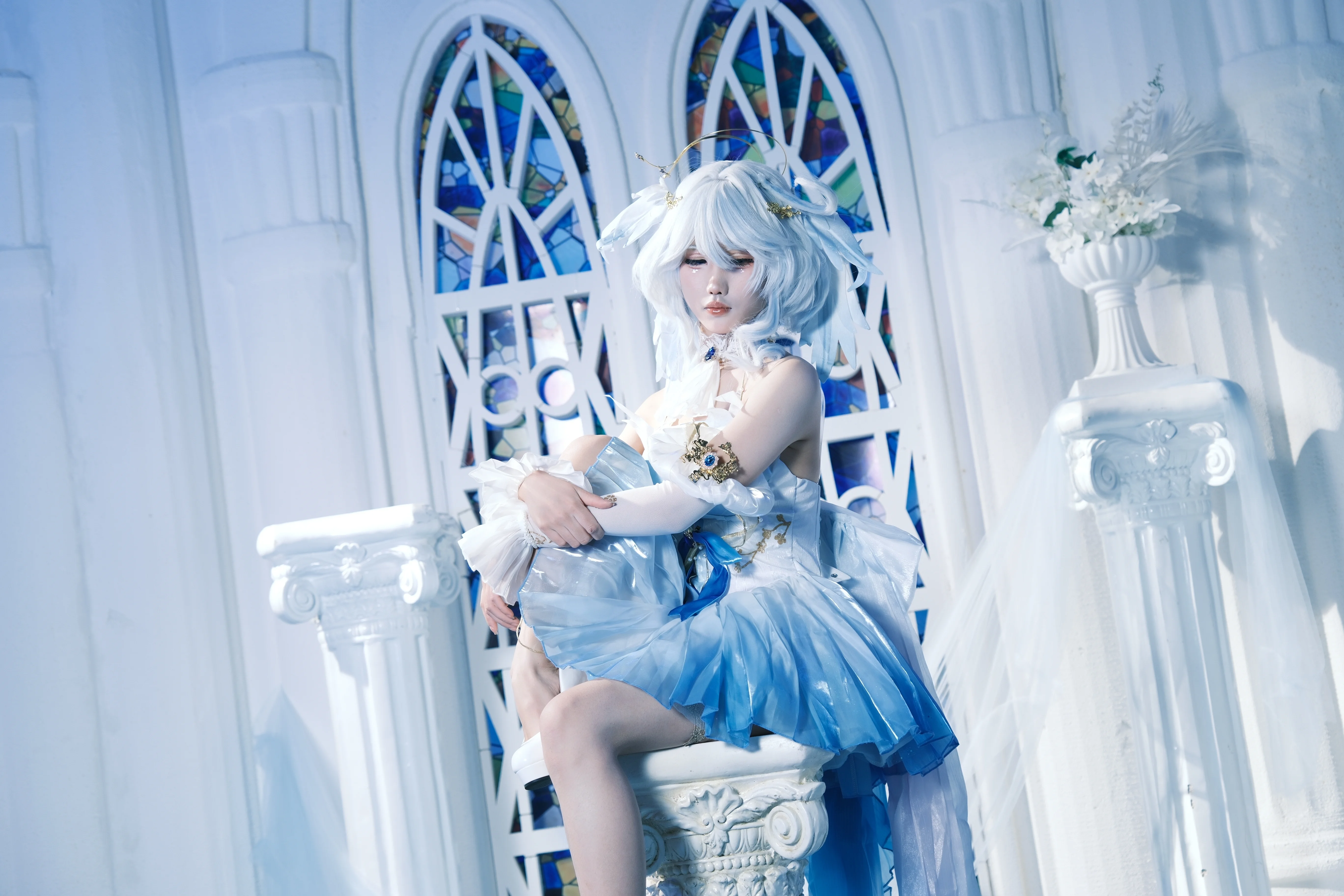【芙宁娜cos】原神水神蓝白渐变裙装实拍分享 - 第 3 张