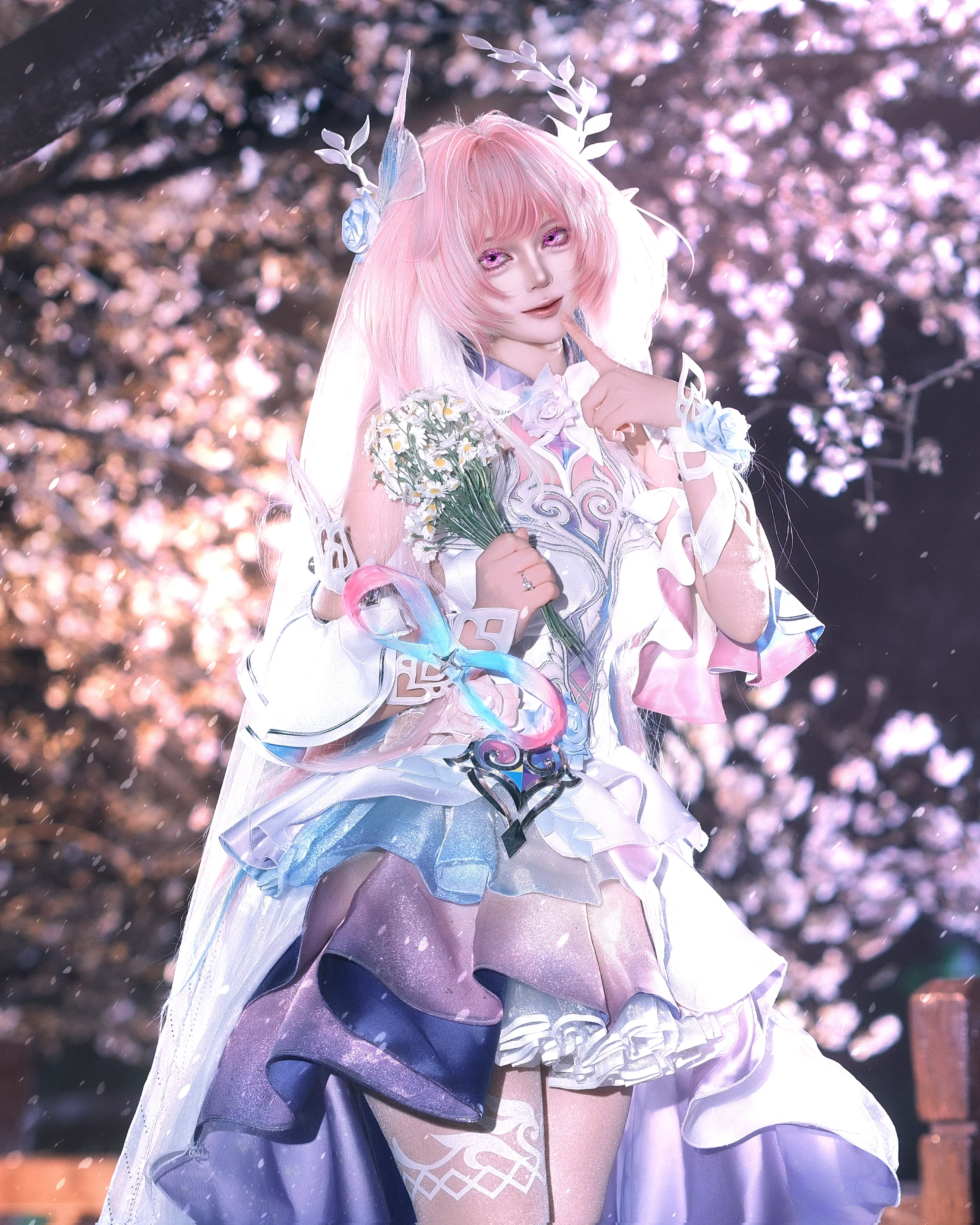 【昔涟cos】崩坏星穹铁道落樱夜里的梦幻定格