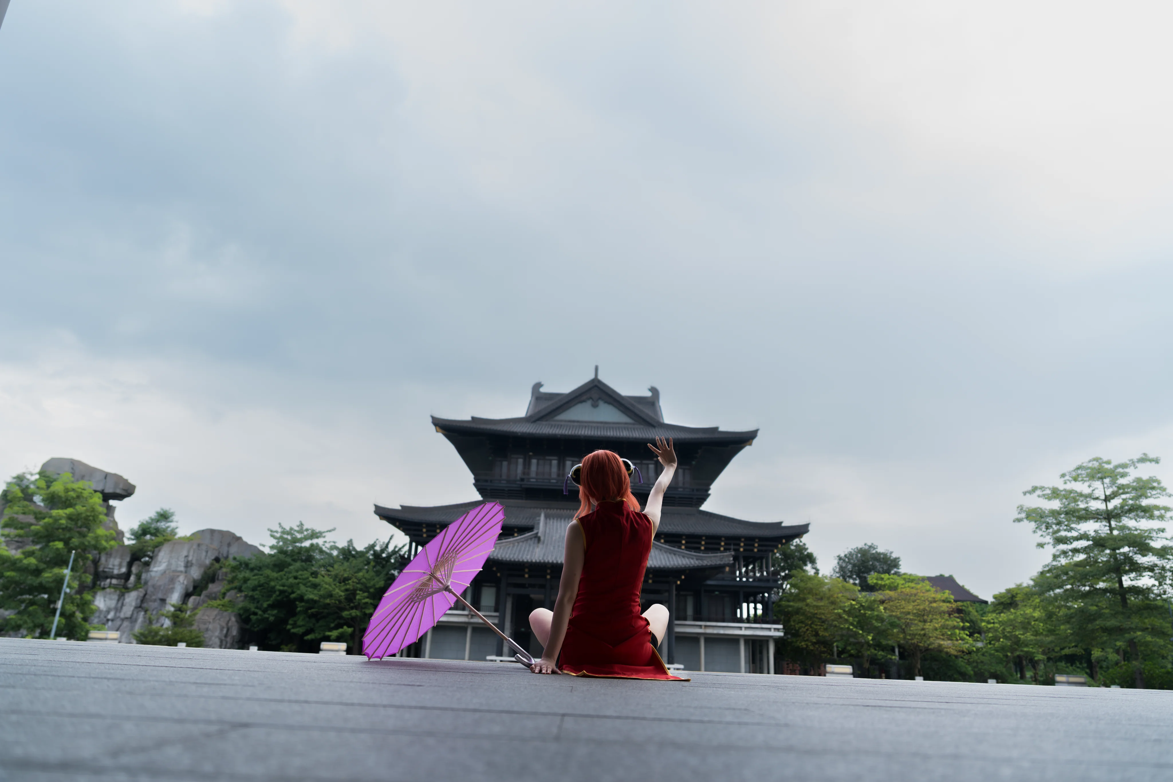 【神乐cos】在地球的日常，古风庭院里的红伞邂逅 - 第 2 张