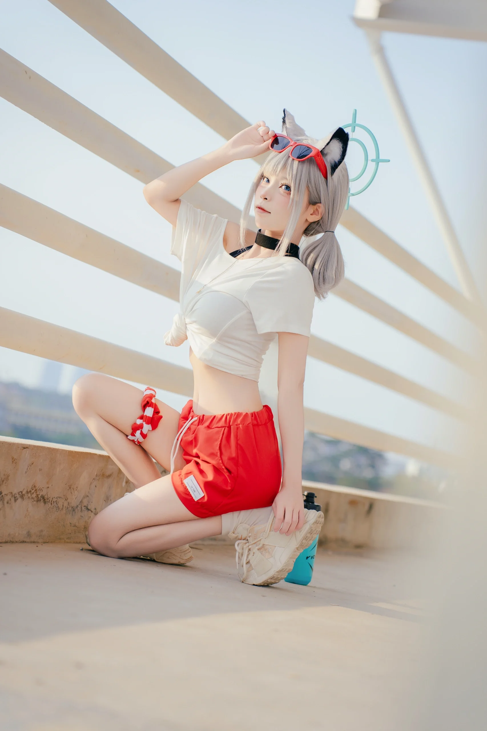 【砂狼白子cos】碧蓝档案联动必胜客，运动风少女的夏日披萨邀约 - 第 3 张