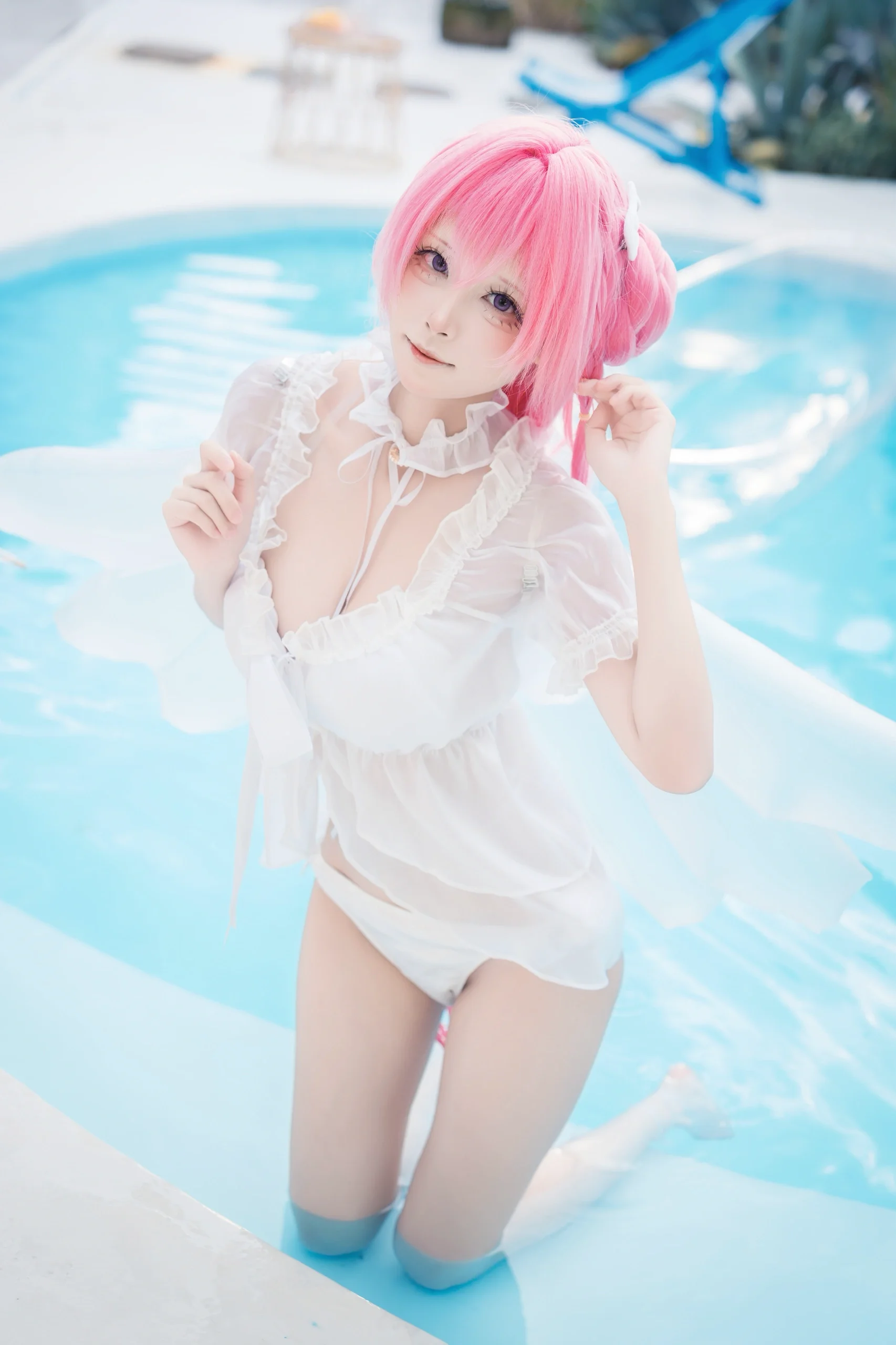【桃乐丝cos】夏日泳池边的nikke胜利女神清透瞬间 - 第 3 张