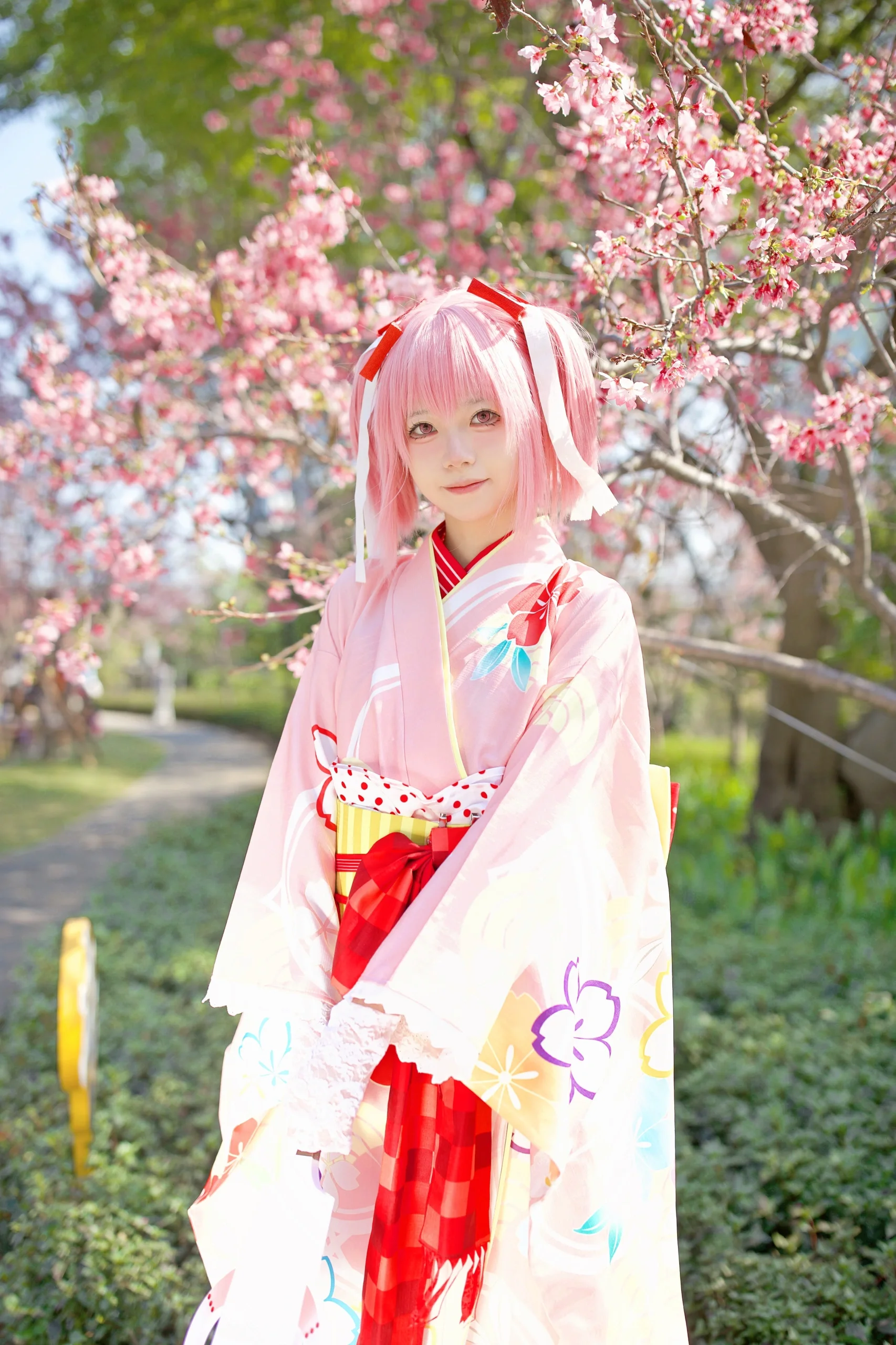 【鹿目圆cos】魔法少女小圆，樱花与和服下的镜像挑战 - 第 4 张
