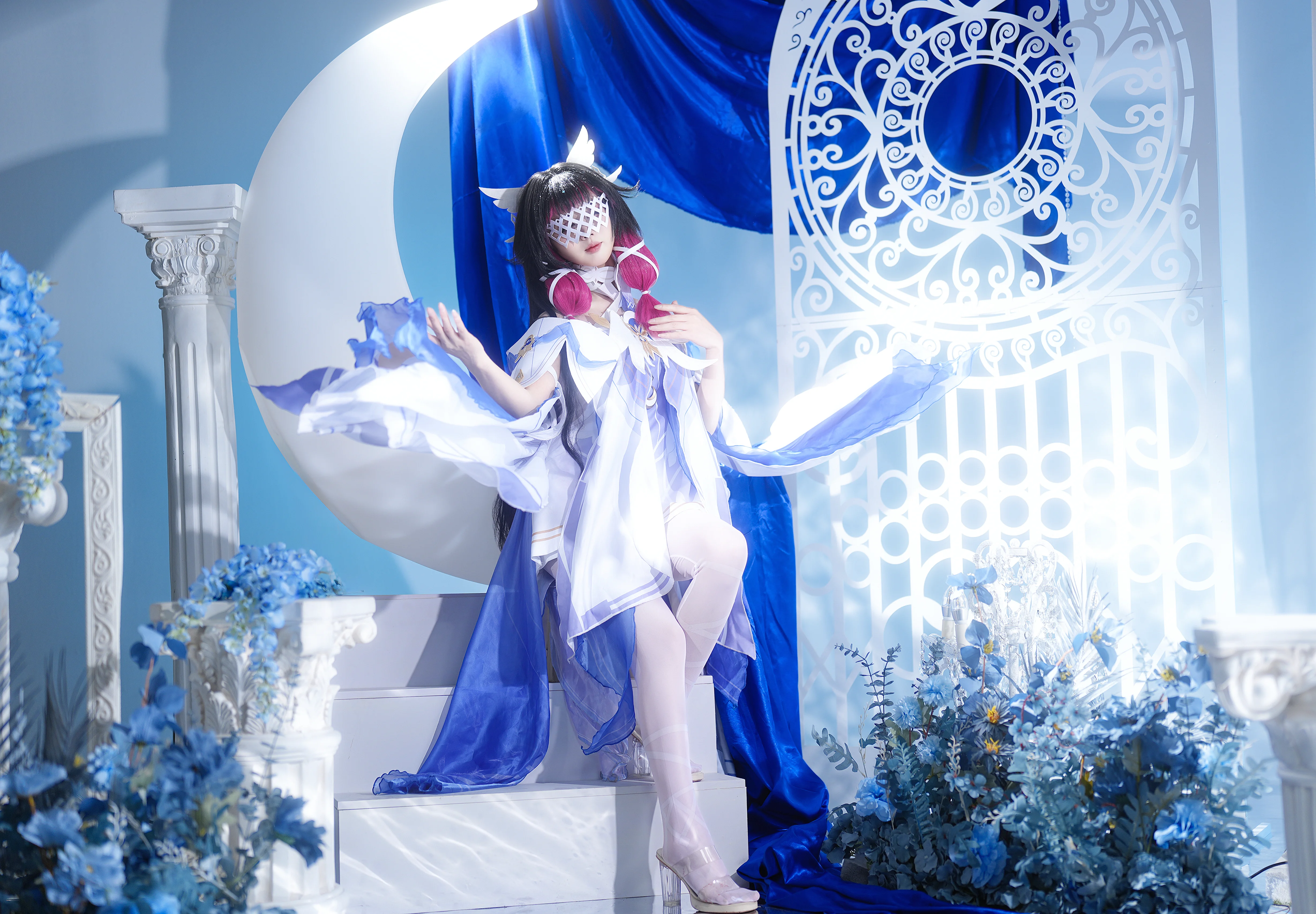 【哥倫比婭cos】月下的幻夢，白紗與網格的協奏曲