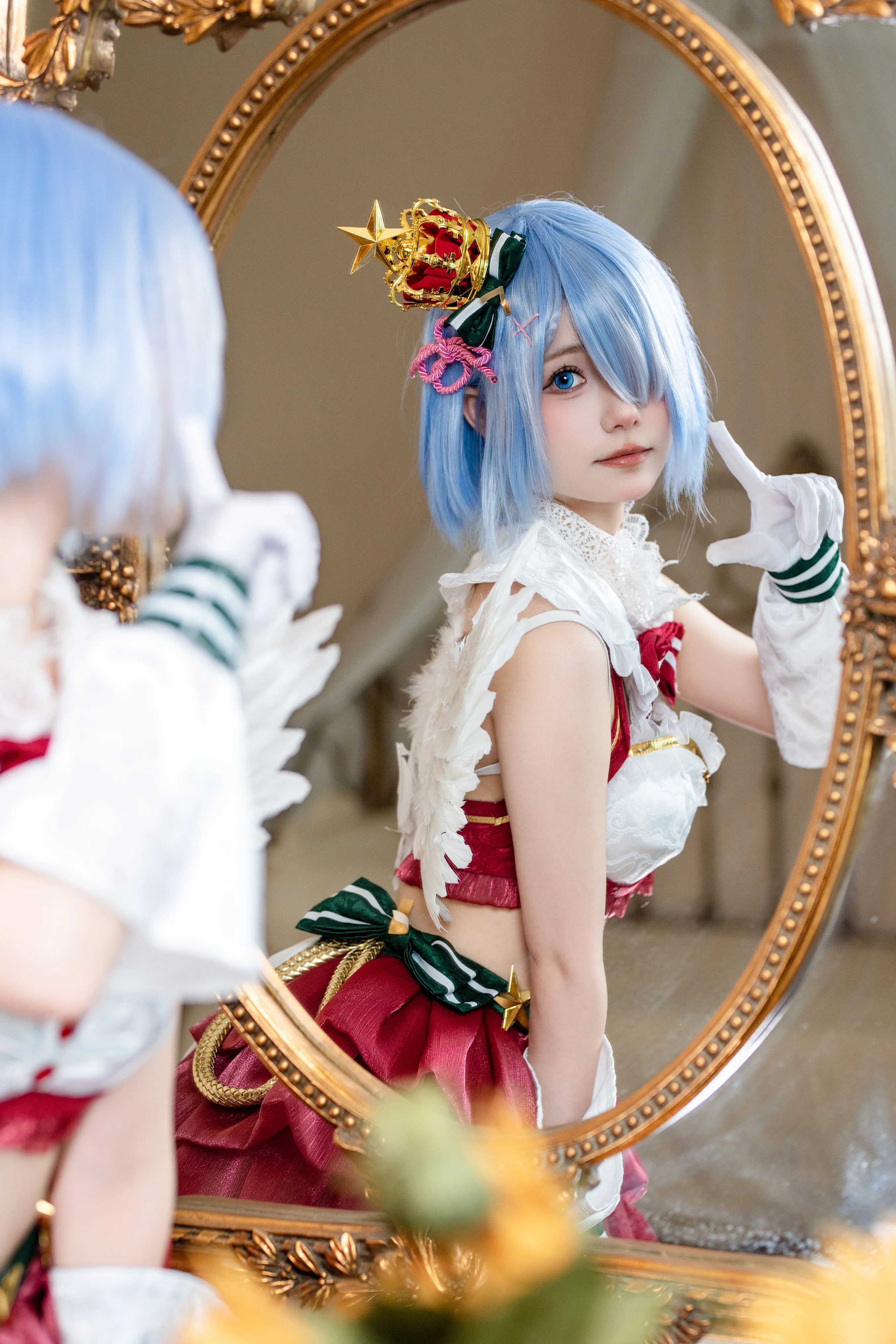 【蕾姆cos】清透甜妹風的聖誕天使，鏡面構圖帶來視覺驚喜 - 第 1 張