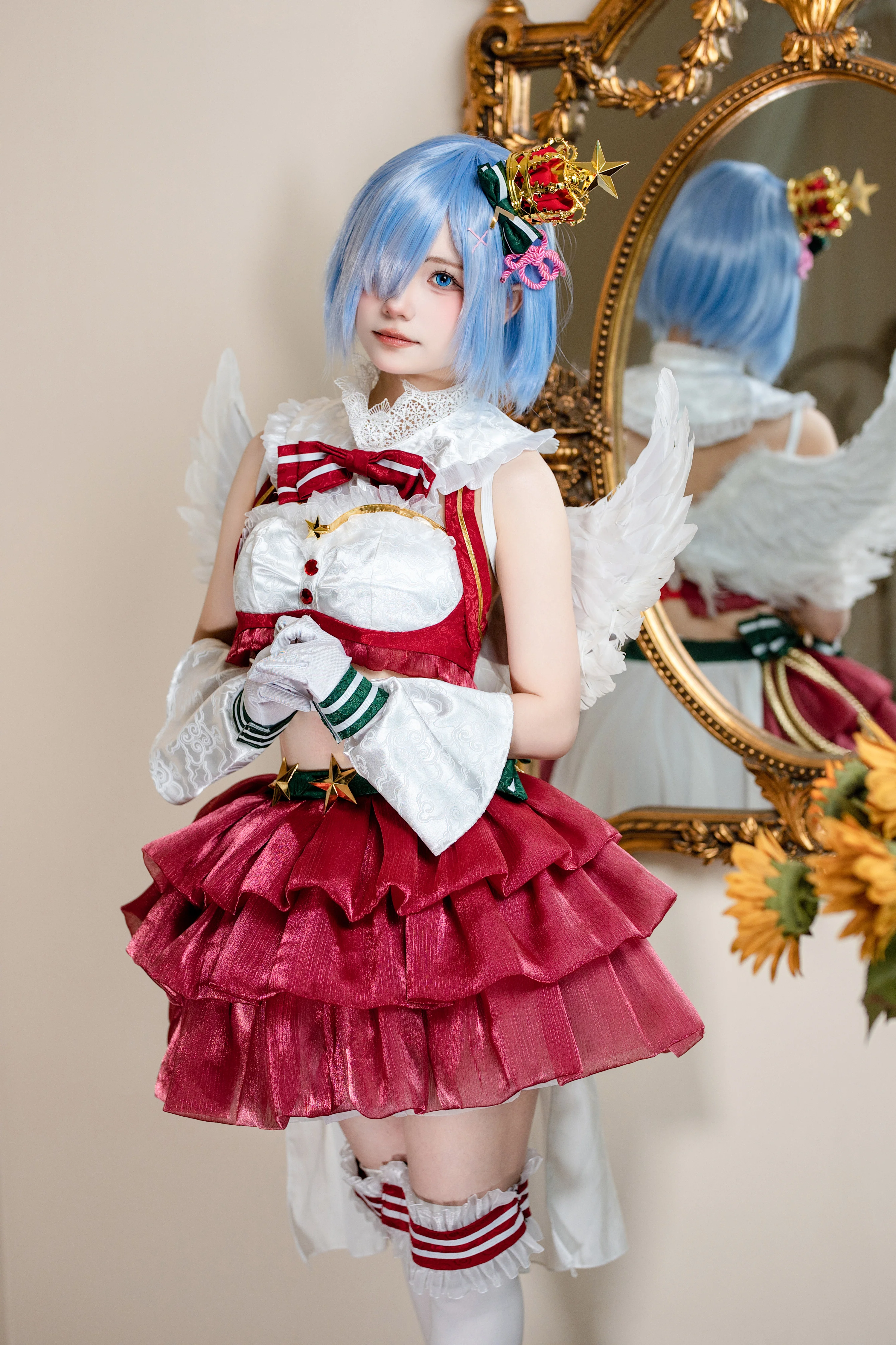 【蕾姆cos】清透甜妹風的聖誕天使，鏡面構圖帶來視覺驚喜 - 第 3 張