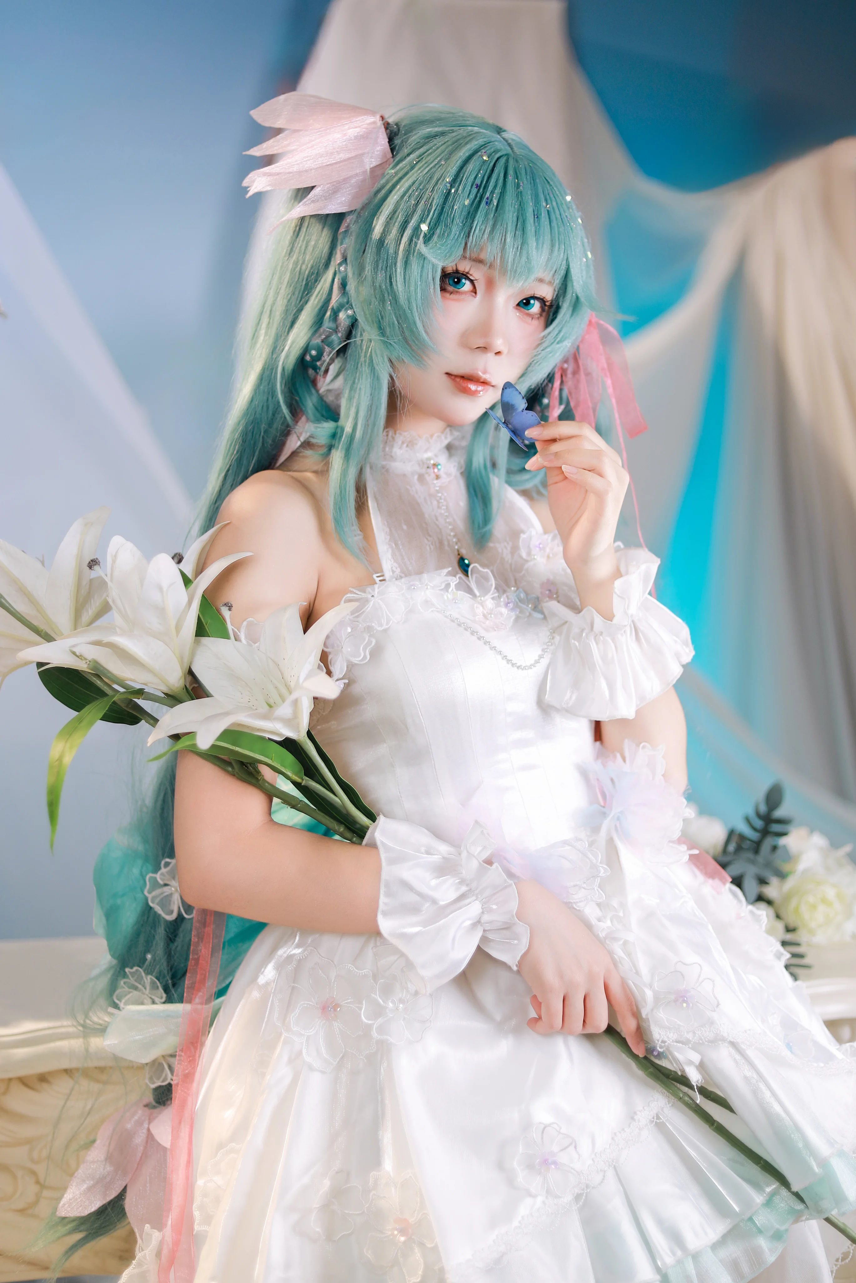 【初音未来cos】穿上薄荷色裙子，还原fufu的甜美意境 - 第 1 张