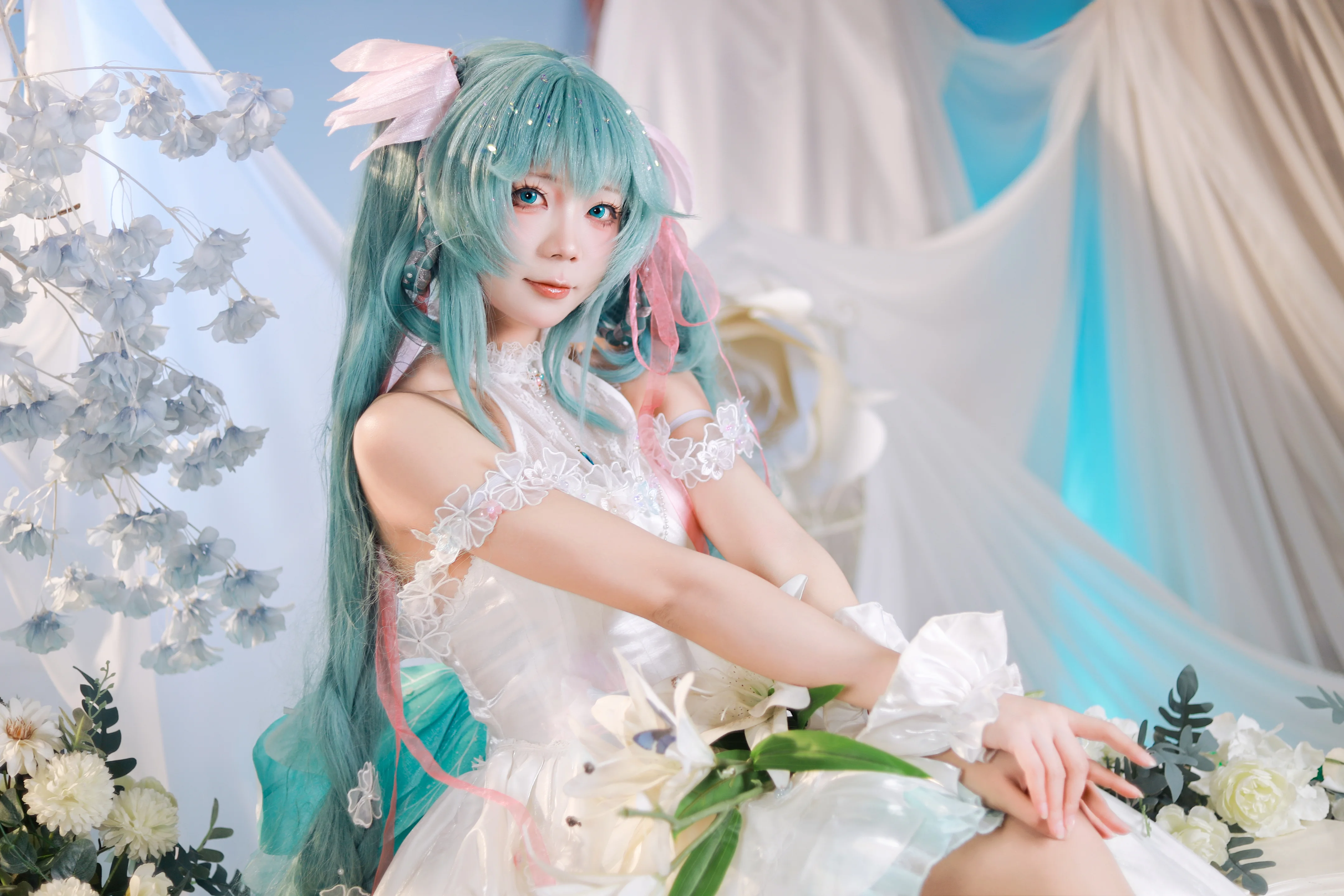 【初音未来cos】穿上薄荷色裙子，还原fufu的甜美意境 - 第 2 张