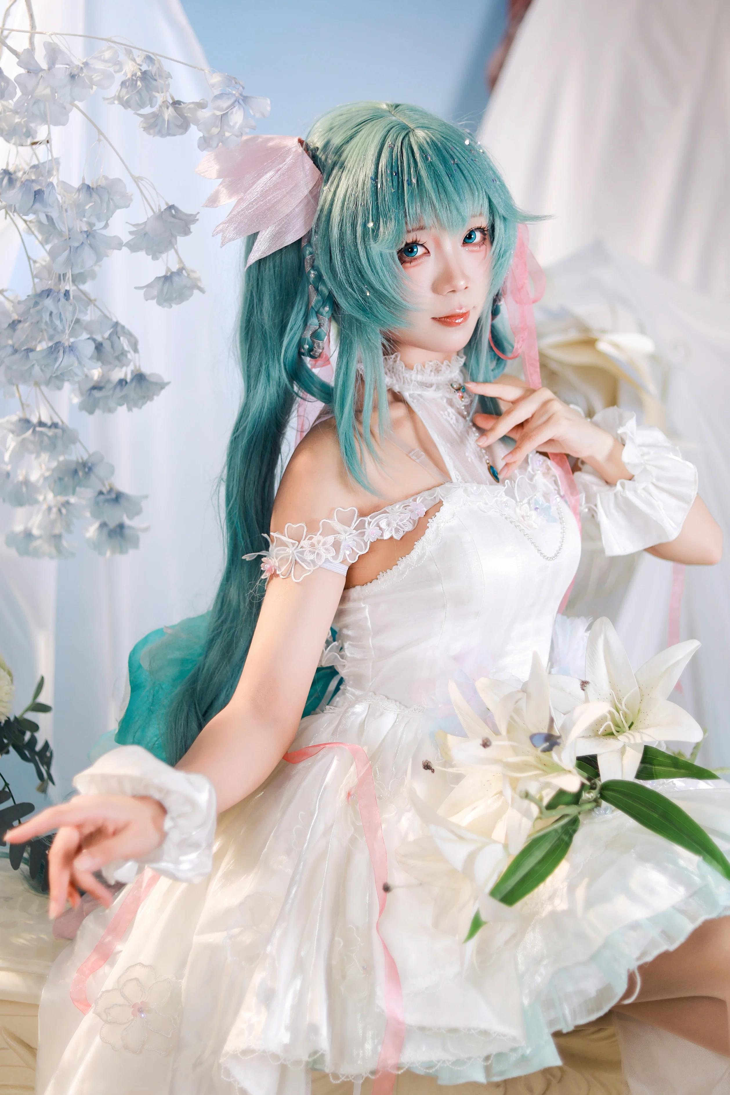 【初音未来cos】穿上薄荷色裙子，还原fufu的甜美意境 - 第 3 张