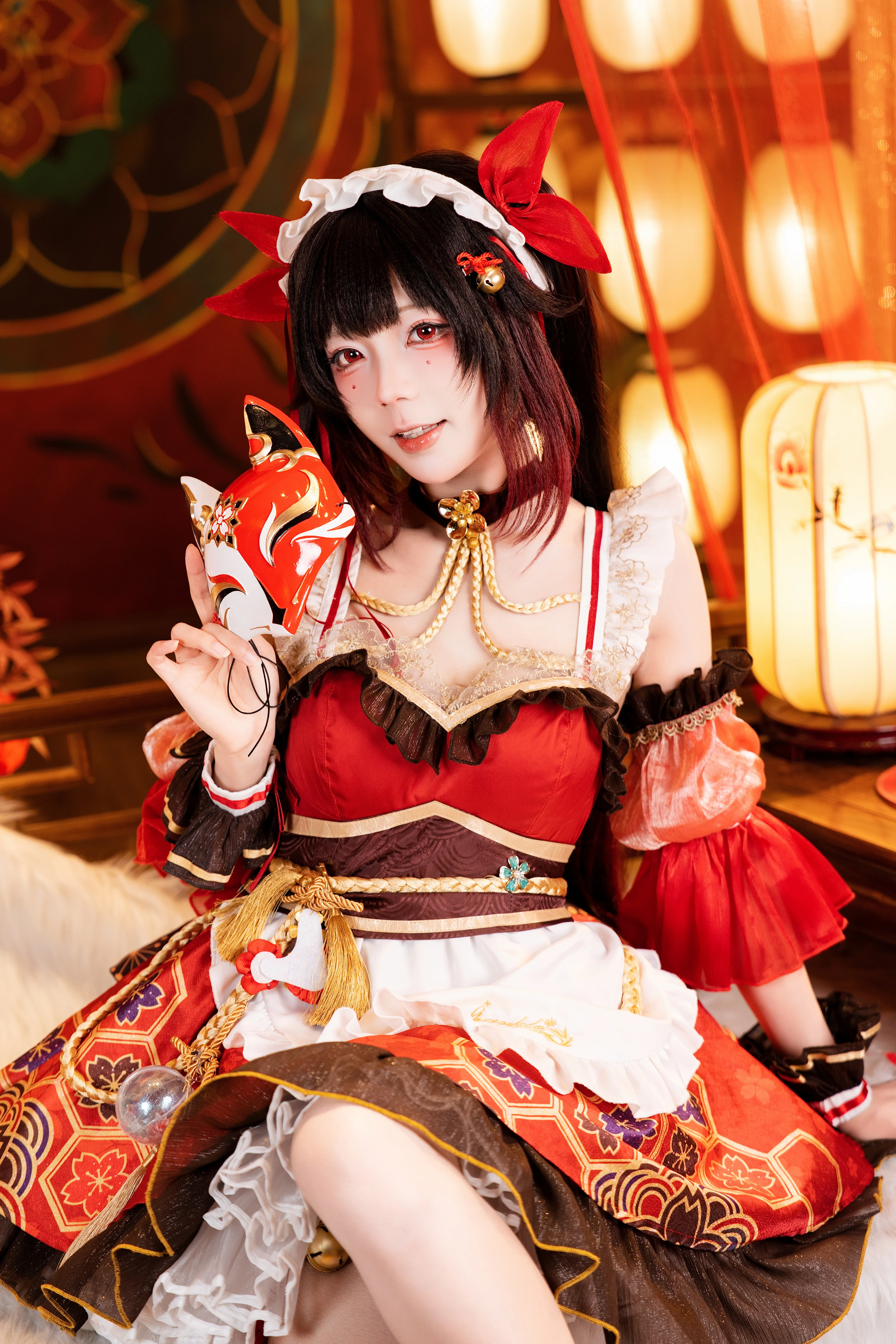 【花火cos】崩坏星穹铁道女仆装，狐面与红灯笼的碰撞 - 第 3 张