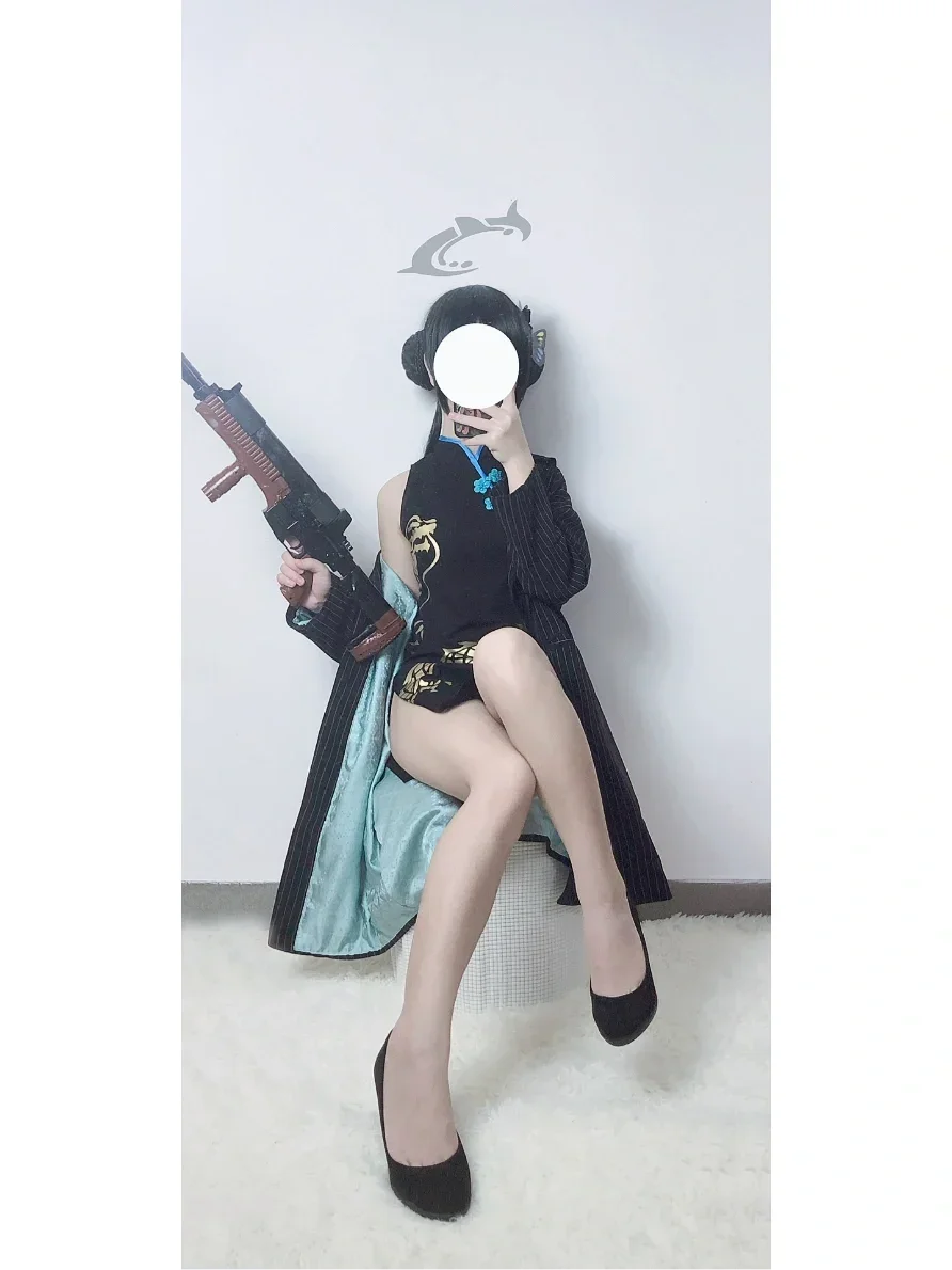 碧蓝档案妃咲cos试装，这身黑旗袍也太好看了