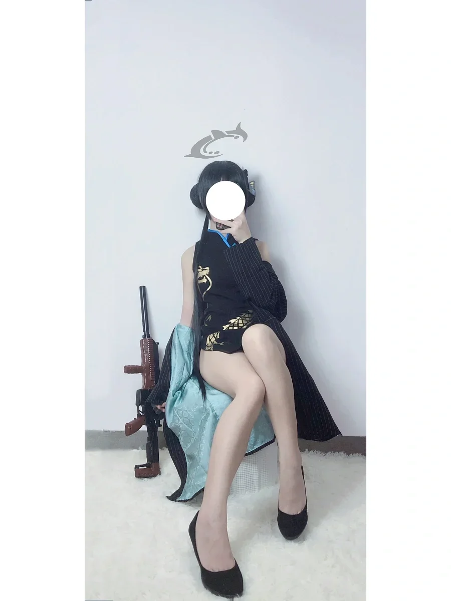 碧蓝档案妃咲cos试装，这身黑旗袍也太好看了 - 第 6 张