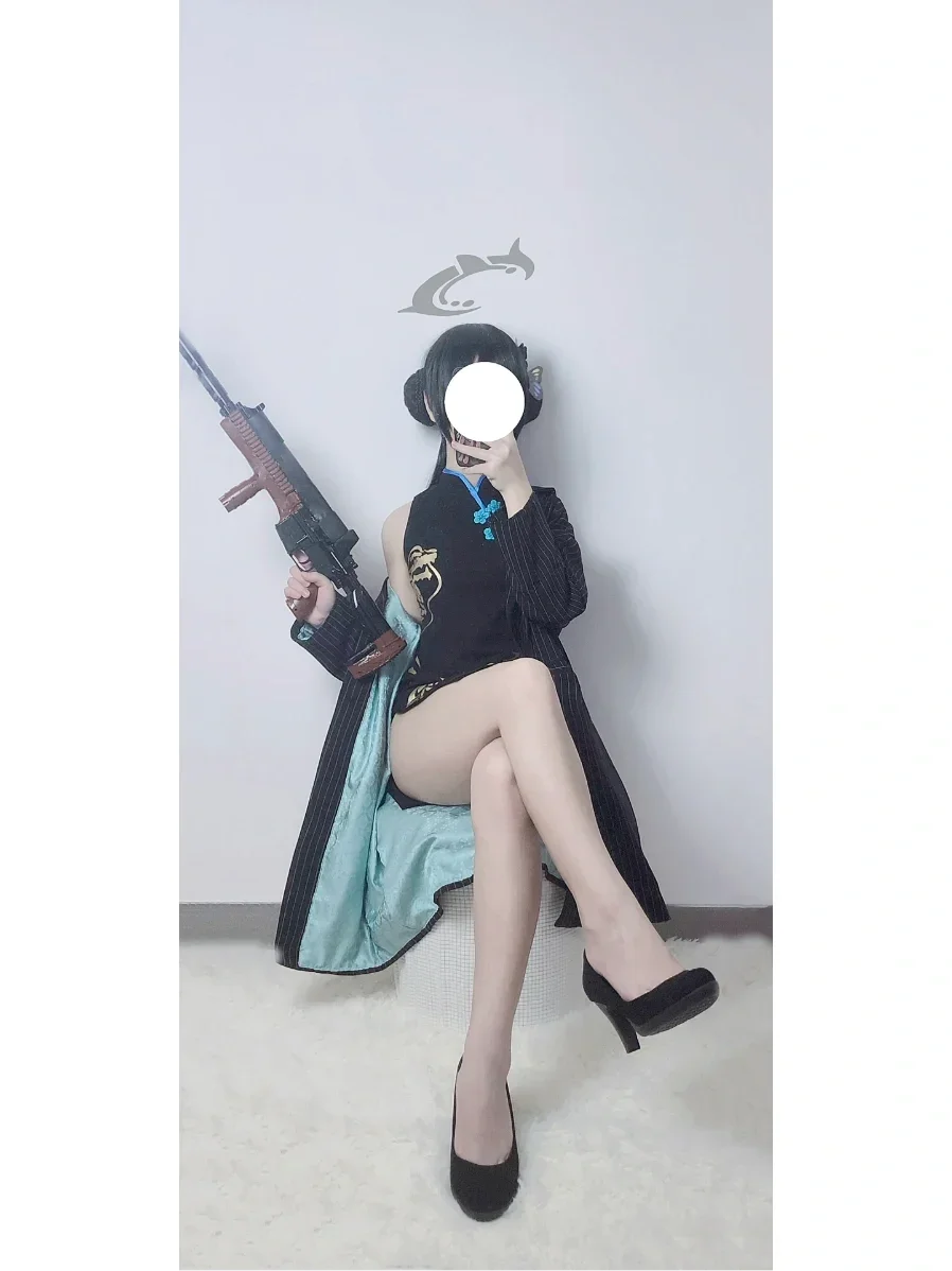 碧蓝档案妃咲cos试装，这身黑旗袍也太好看了 - 第 8 张