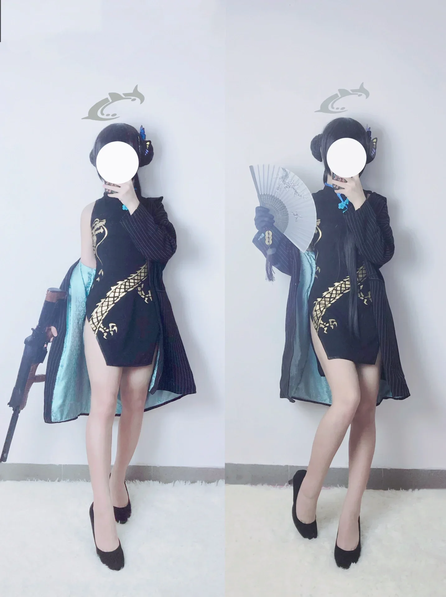 碧蓝档案妃咲cos试装，这身黑旗袍也太好看了 - 第 9 张