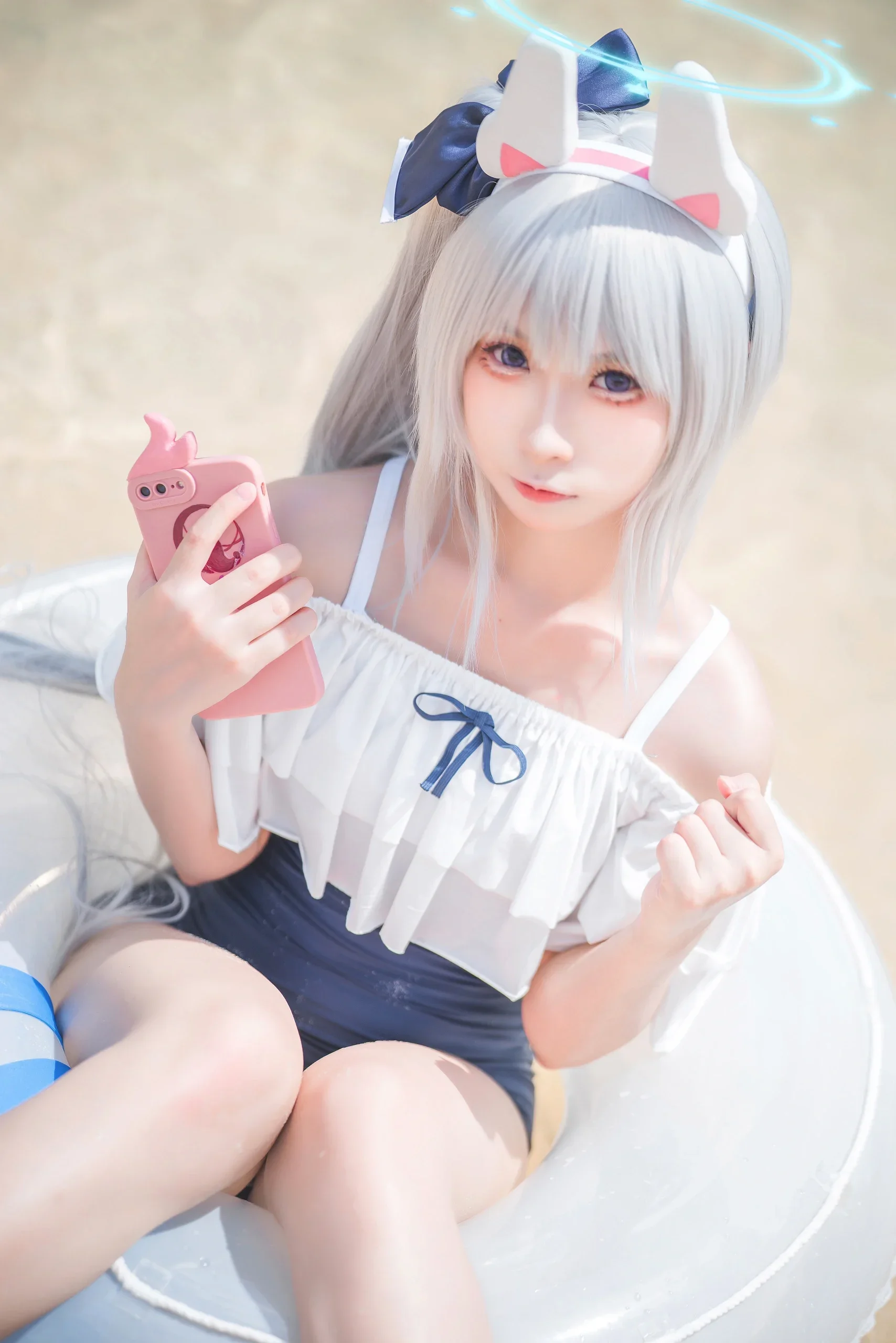 【月雪宫子cos】碧蓝档案夏日泳装，水边清新感分享 - 第 4 张