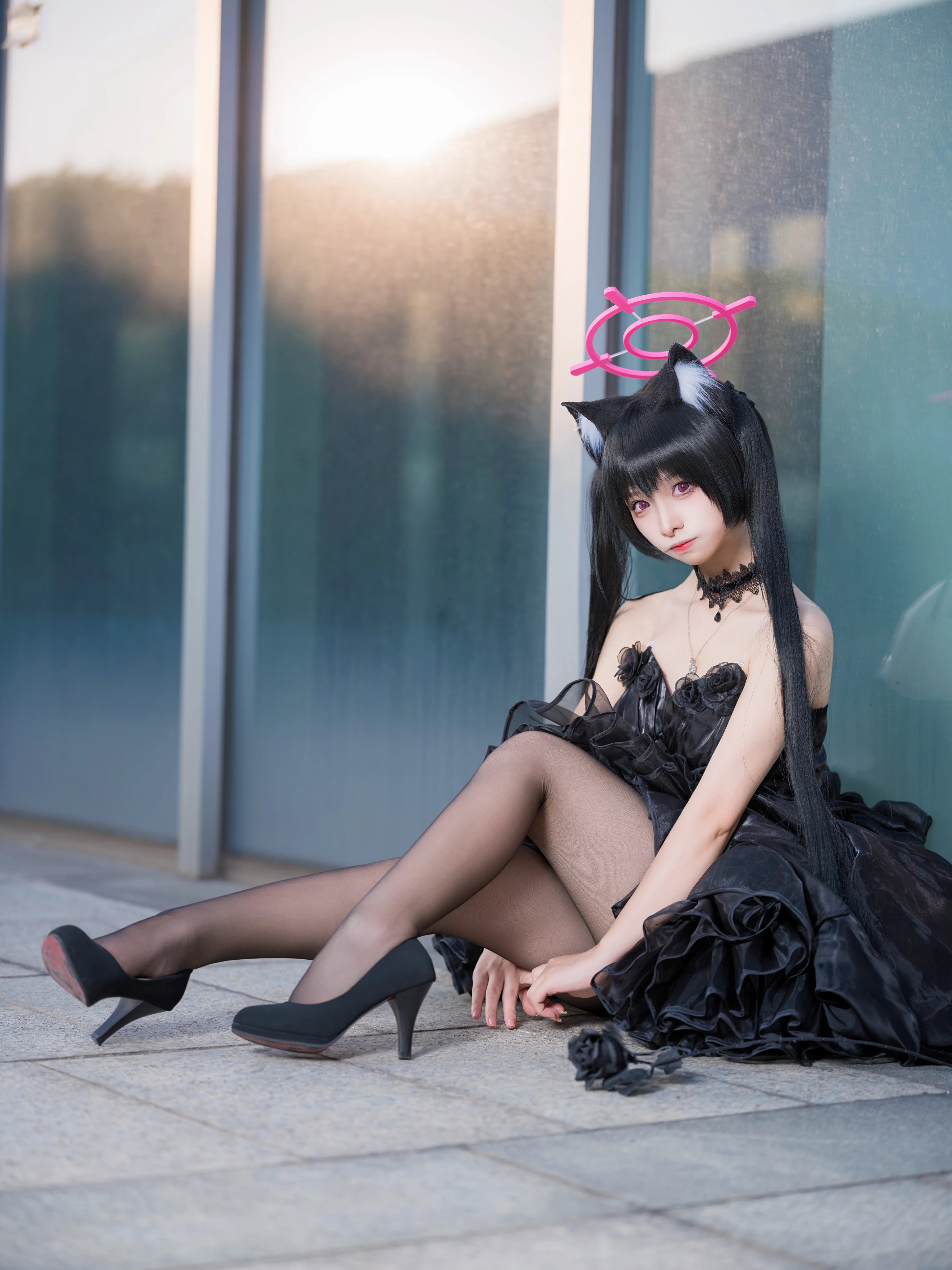 【黑见芹香cos】蔚蓝档案的哥特黑猫礼服正片分享 - 第 5 张