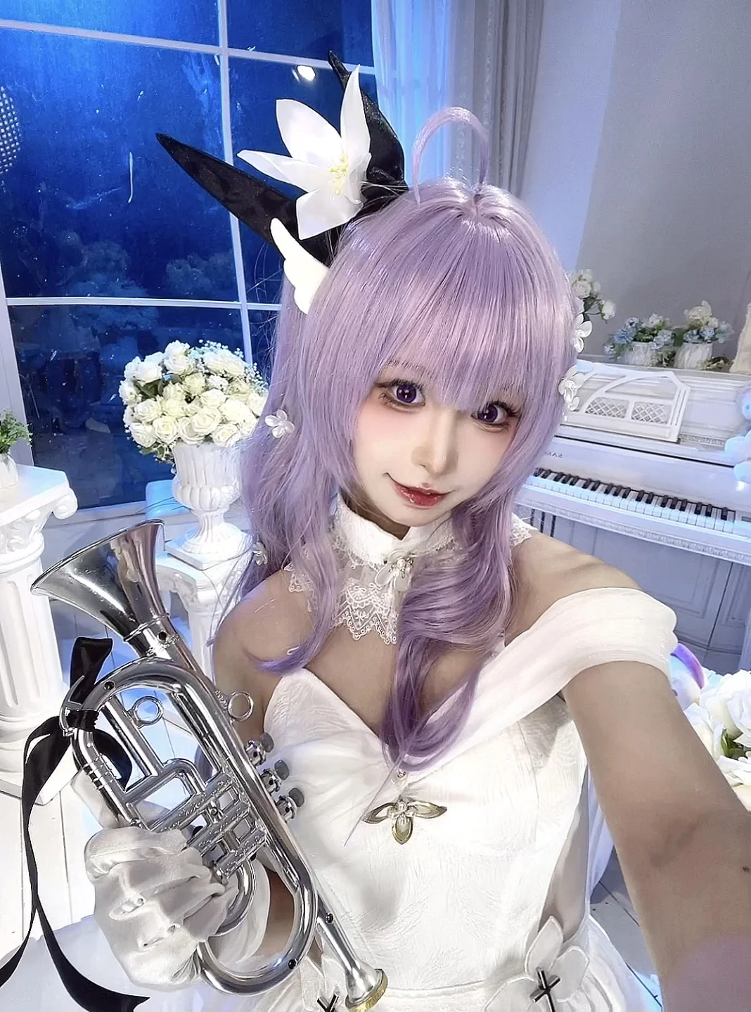 【独角兽cos】碧蓝航线独角兽幸福乐章，纯白花嫁与钢琴协奏 - 第 2 张
