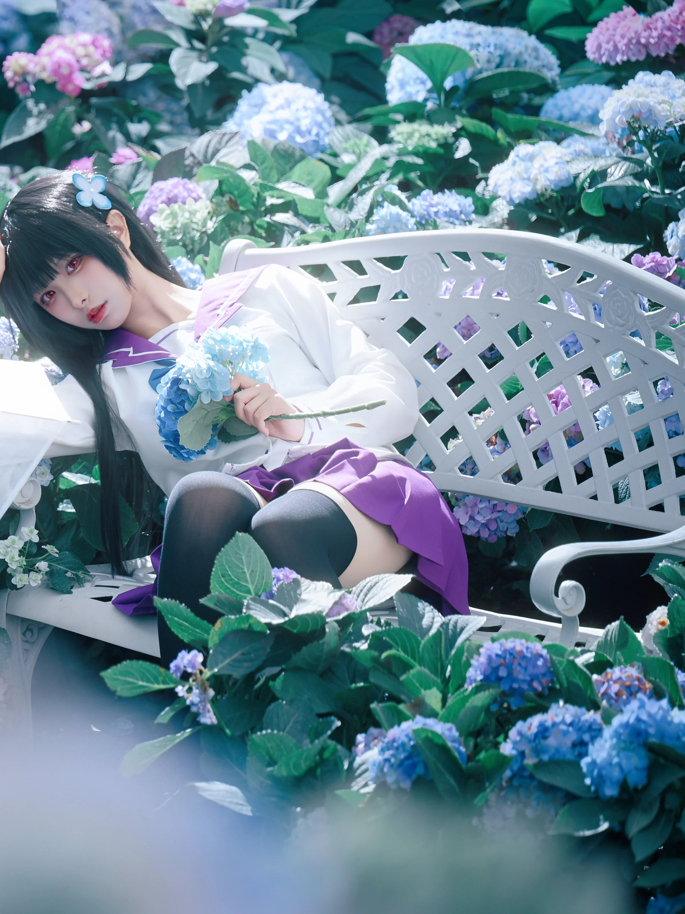 【さんかれあ コスプレ】無限に咲くエンドレスサマーの紫陽花の海で、アジサイのような少女に出会う - 4 枚目