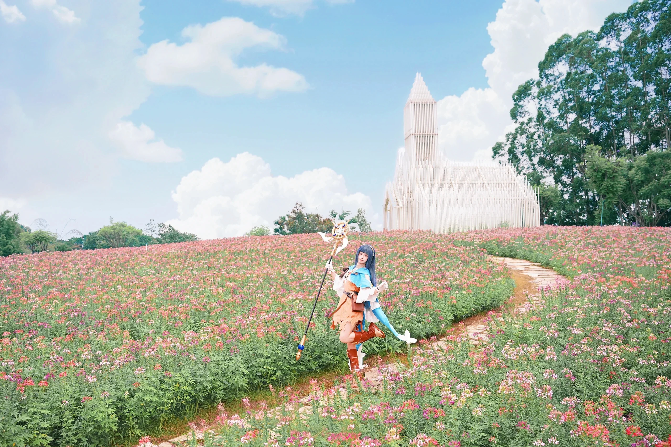 【ナツ コスプレ】佛山賢魯島・花畑の教会の夏の日差し - 5 枚目