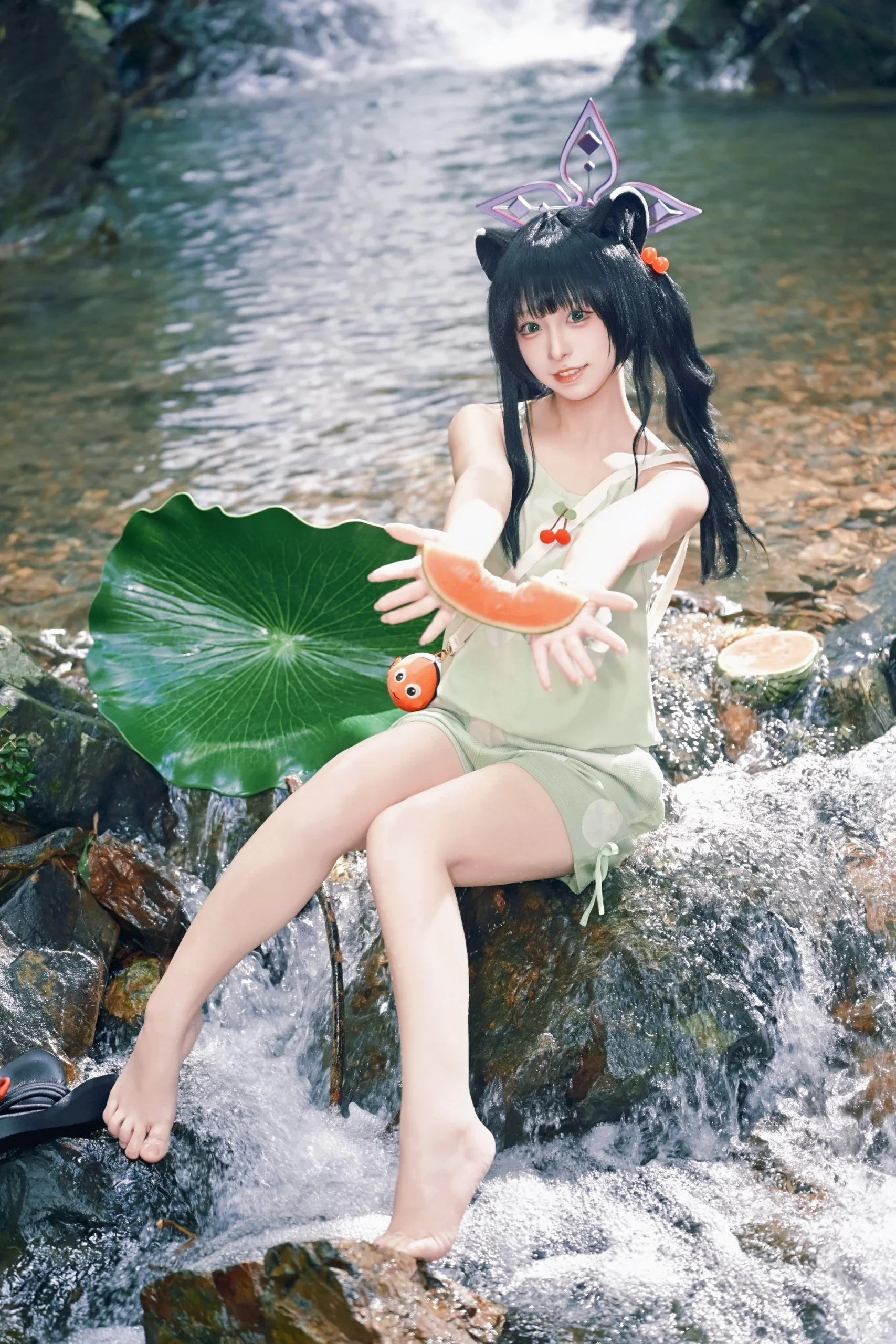 【春原瞬cos】夏日溪流中的清透还原，蔚蓝档案水着形态