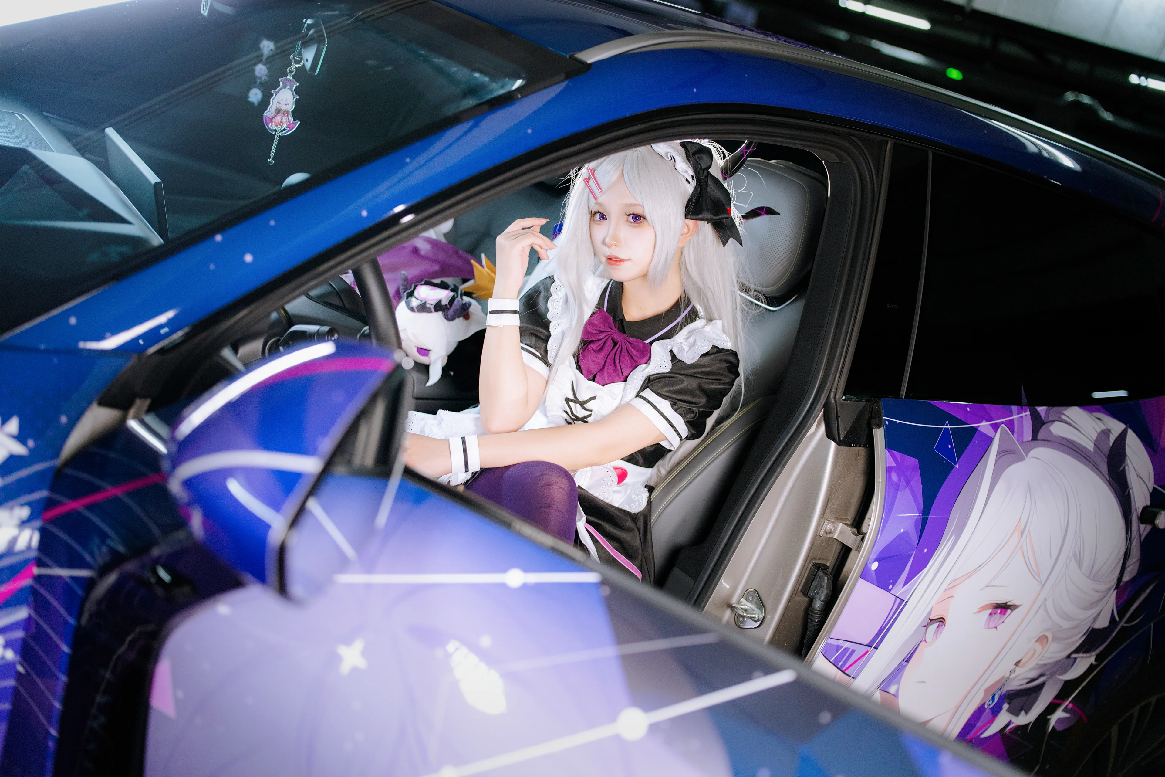 【空崎日奈cos】紫色痛車與女僕裝的完美搭配 - 第 4 張