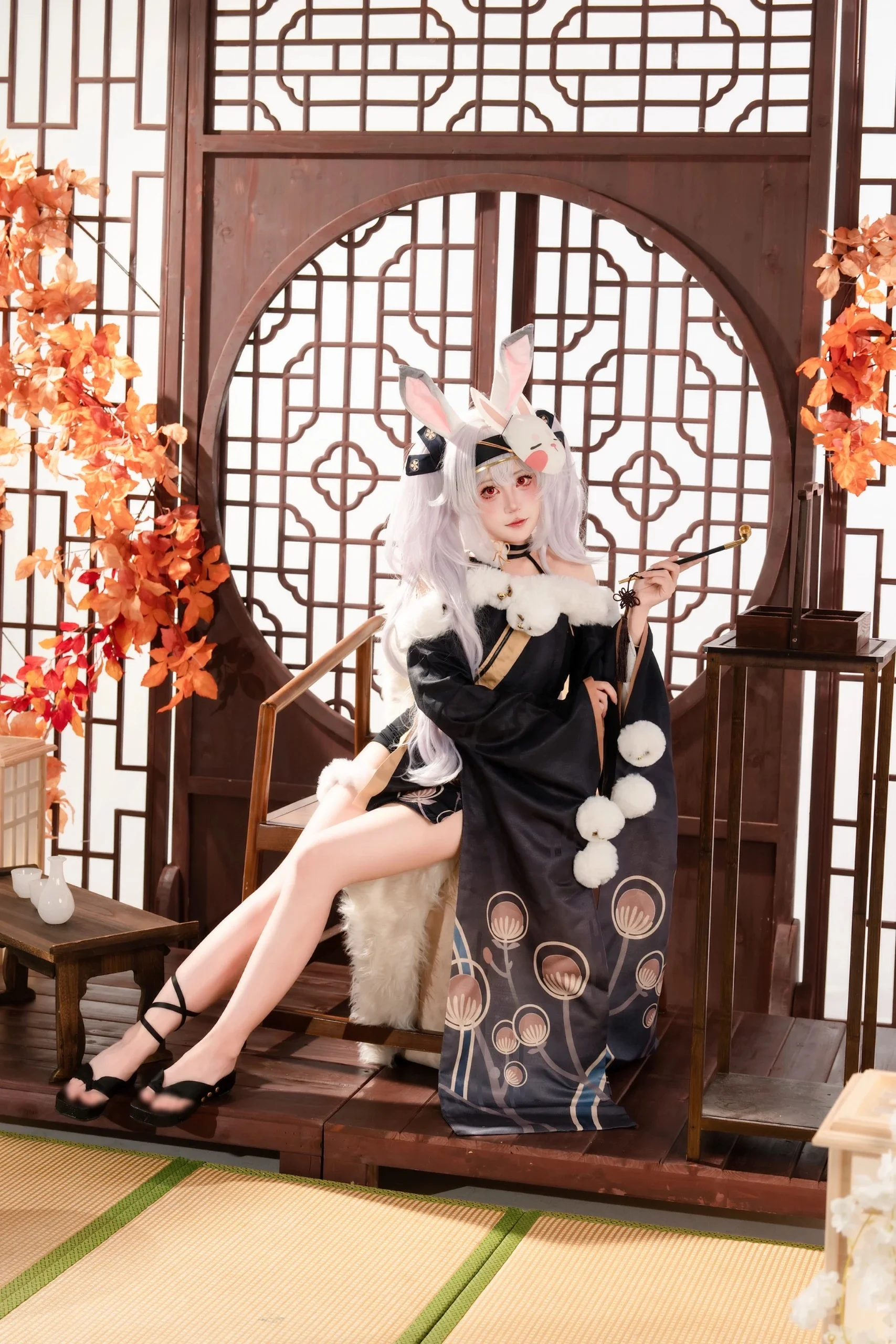 【拉菲cos】碧蓝航线里的兔兔城主，这套黑金配色的和风装扮太适合秋日了 - 第 3 张