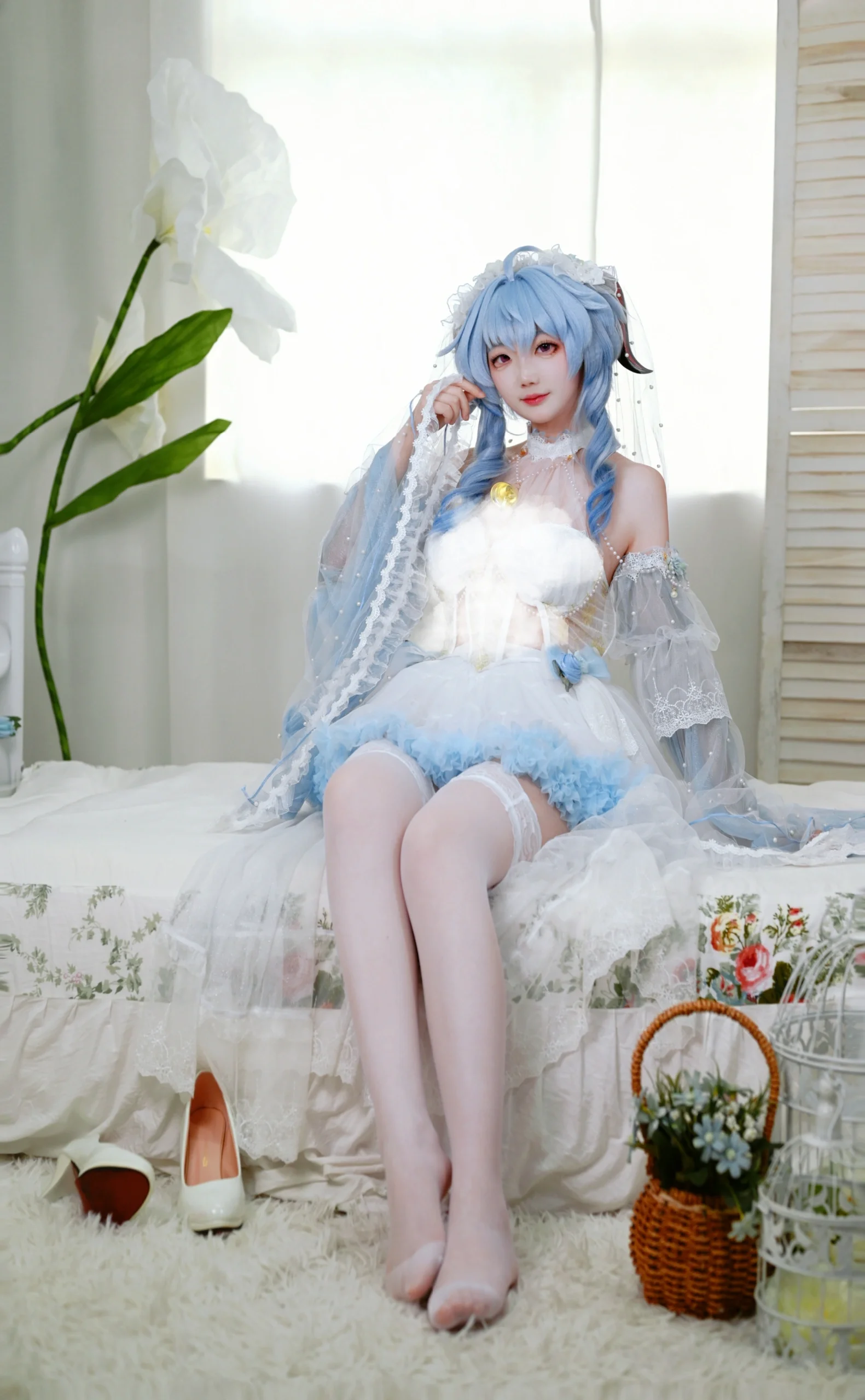 【甘雨cos】原神甘雨的花嫁造型，清透梦幻的一抹蓝白 - 第 3 张