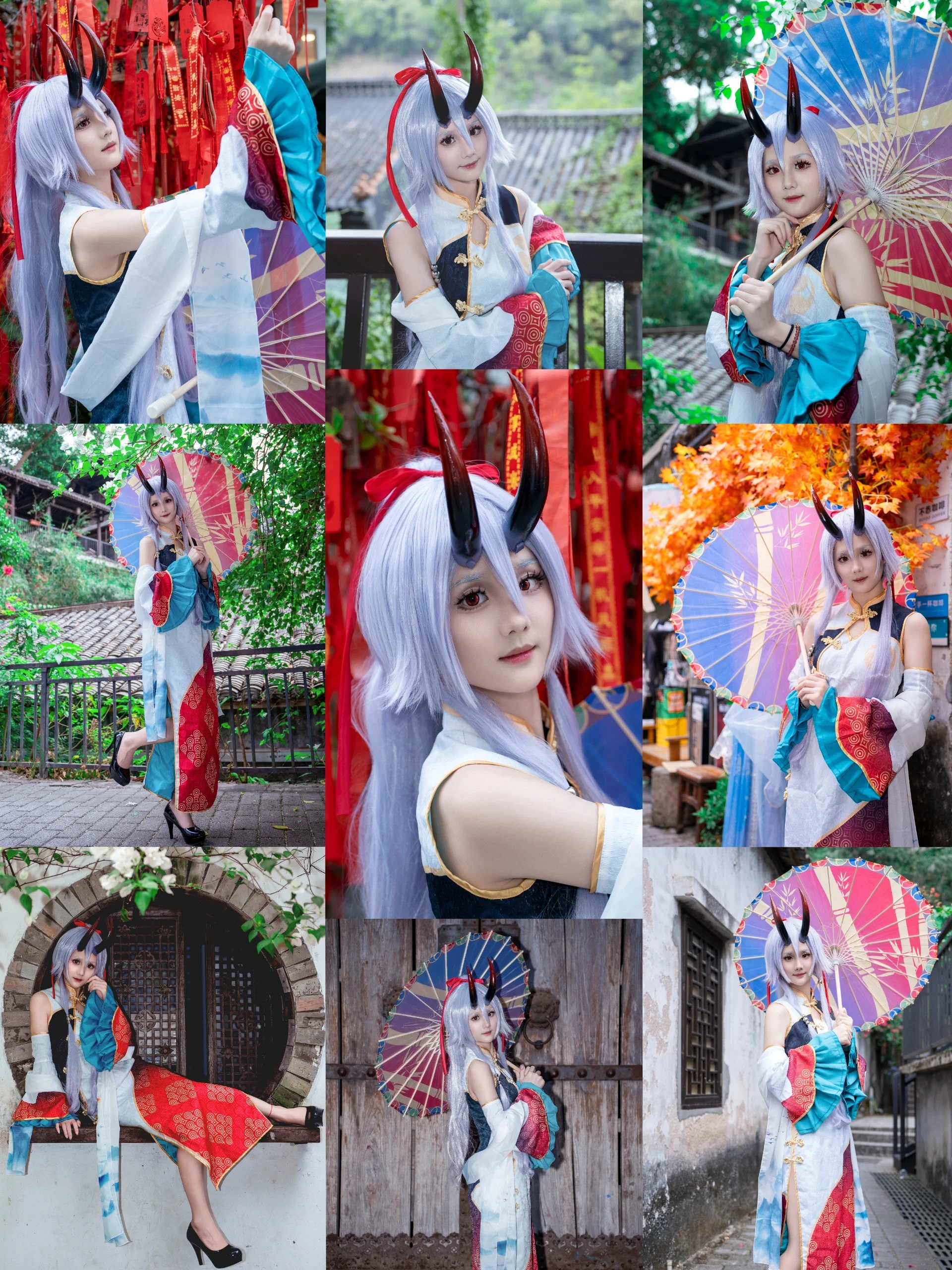 【巴御前cos】手持红蓝油纸伞，在FGO的国风画卷里漫步 - 第 1 张