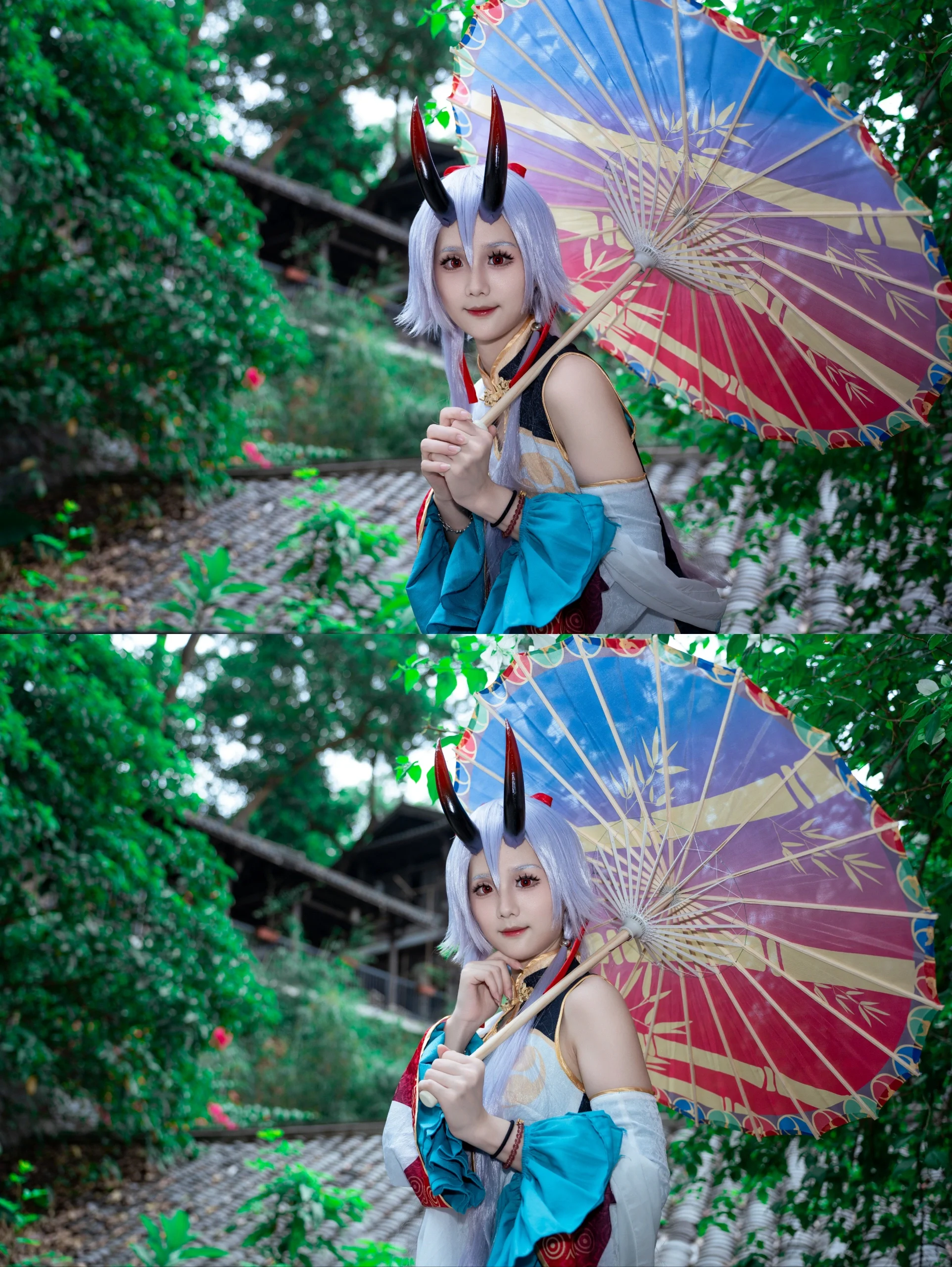 【巴御前cos】手持红蓝油纸伞，在FGO的国风画卷里漫步 - 第 7 张