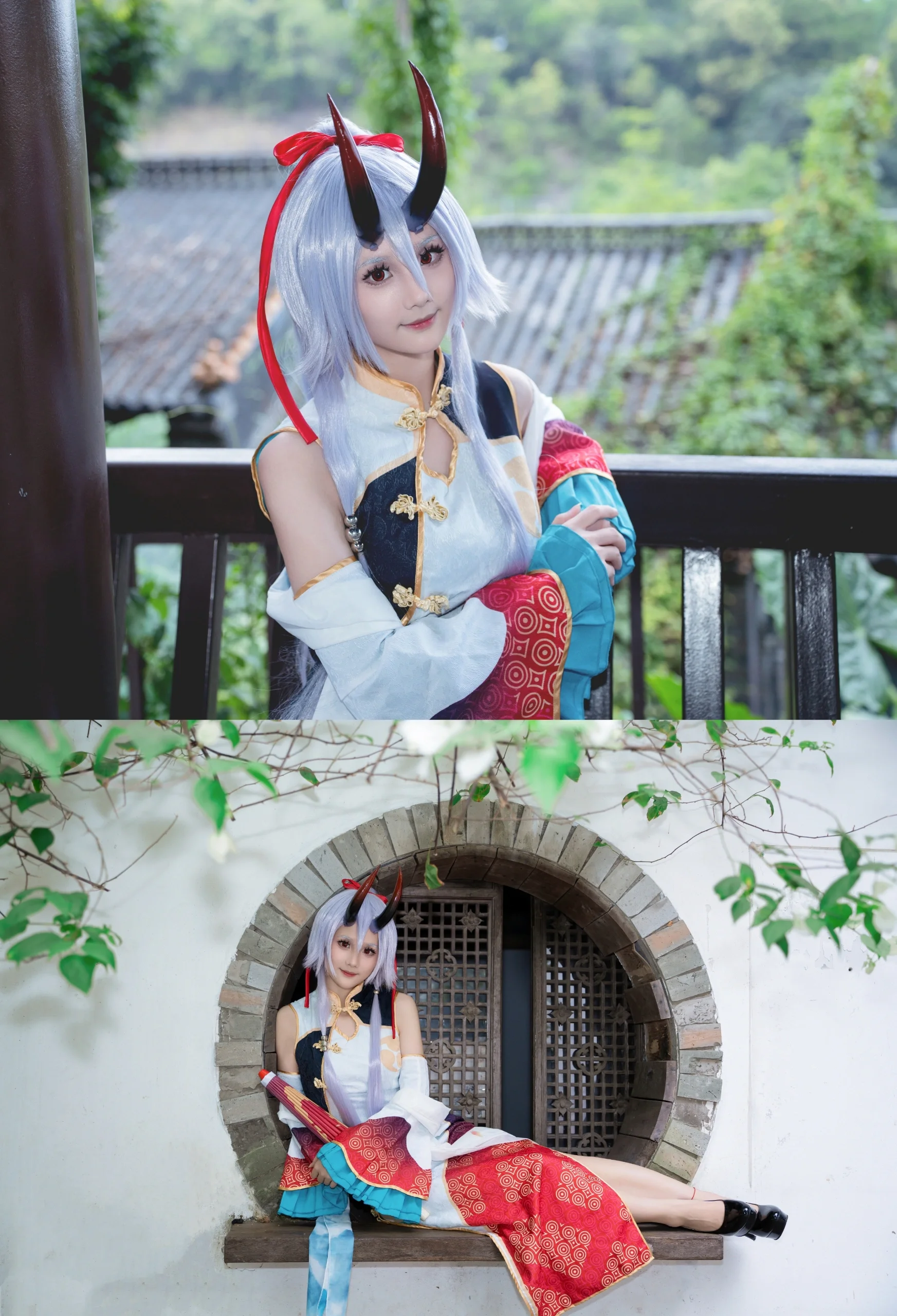 【巴御前cos】手持红蓝油纸伞，在FGO的国风画卷里漫步 - 第 9 张