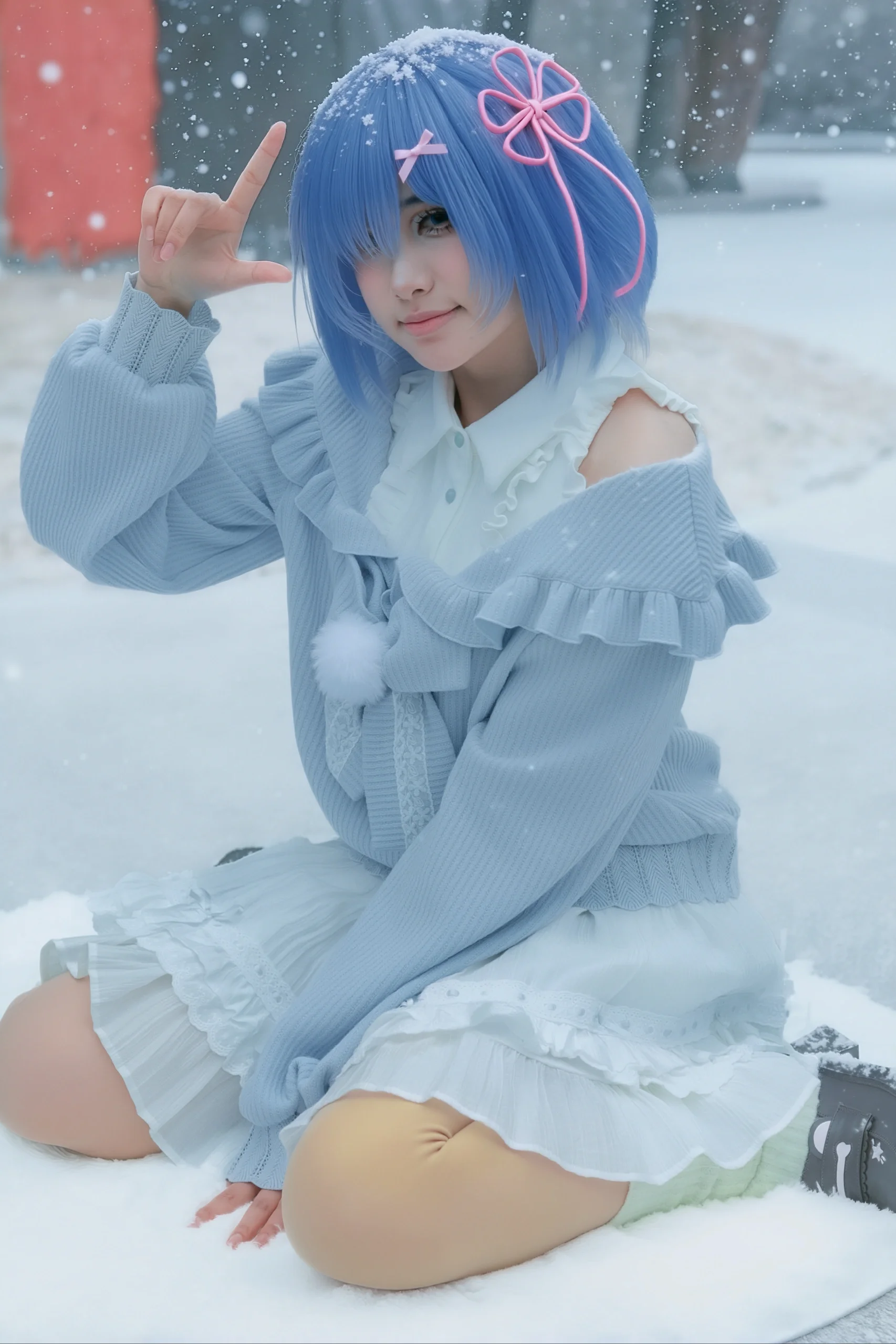 【蕾姆cos】雪天定格，温柔色调的冬日氛围感 - 第 1 张