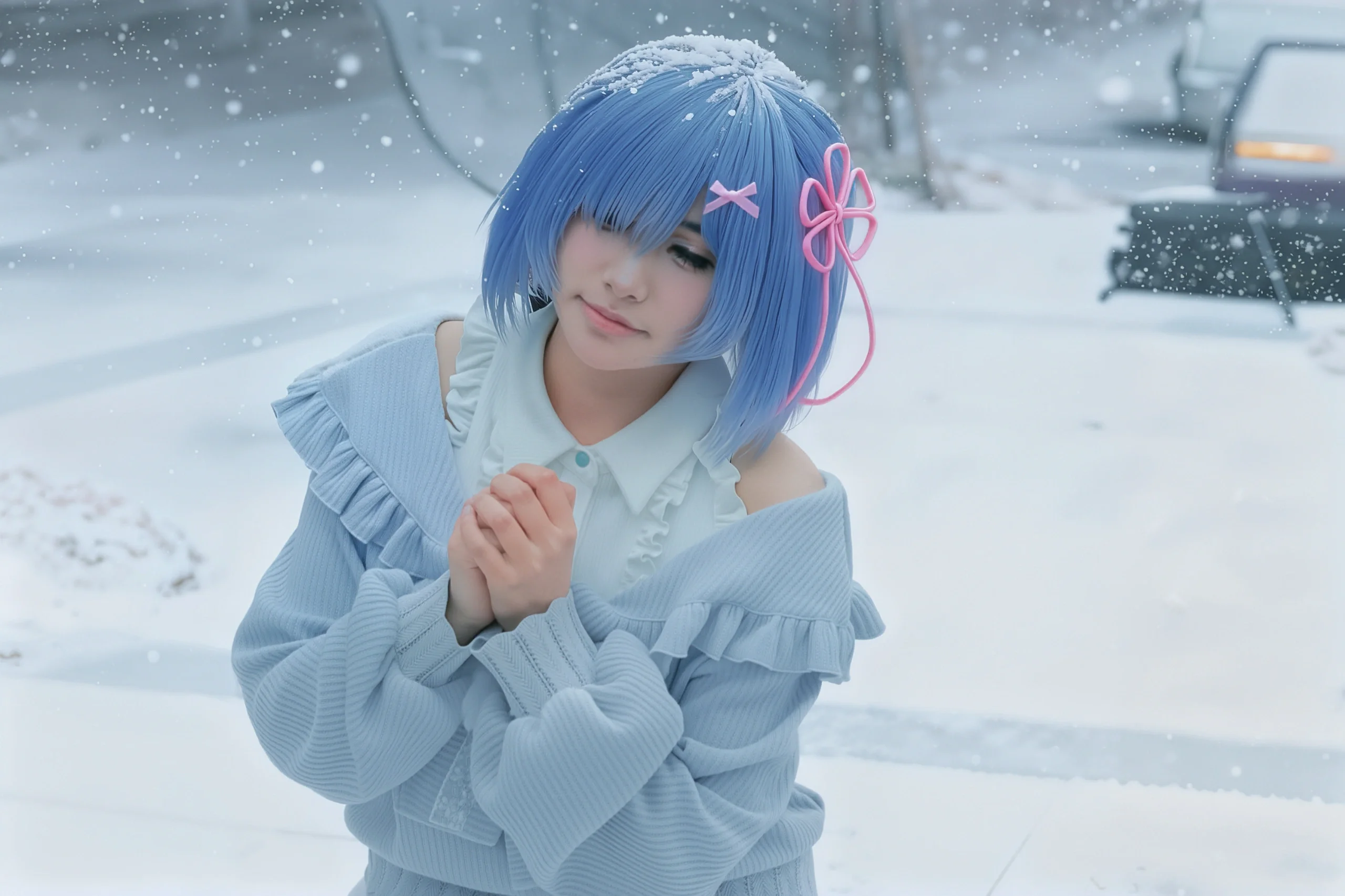 【蕾姆cos】雪天定格，温柔色调的冬日氛围感 - 第 5 张