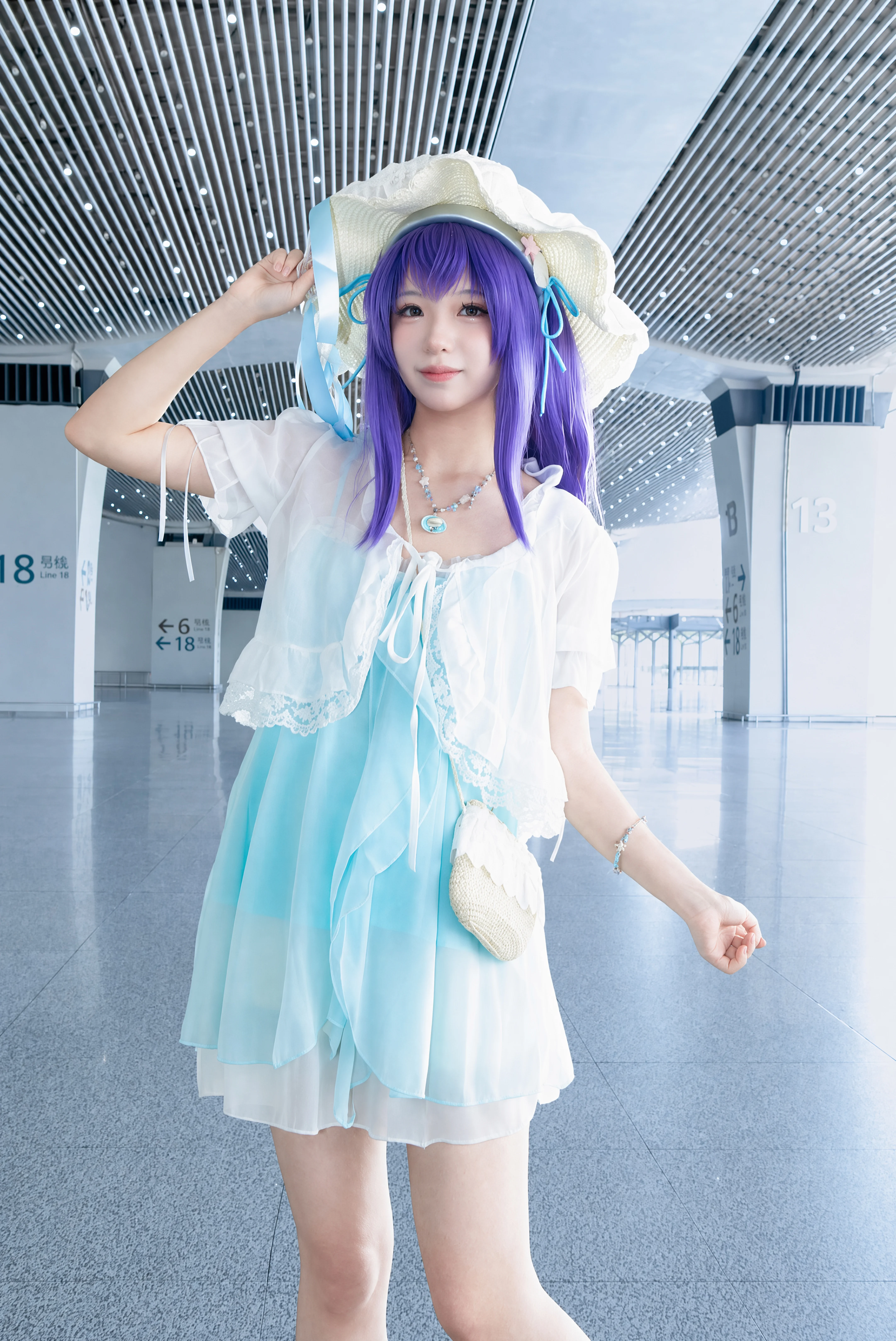 【西施コスプレ】オナー・オブ・キングス 白玉湯の独自設定、地下鉄駅に現れた涼しげなバカンス少女 - 3 枚目