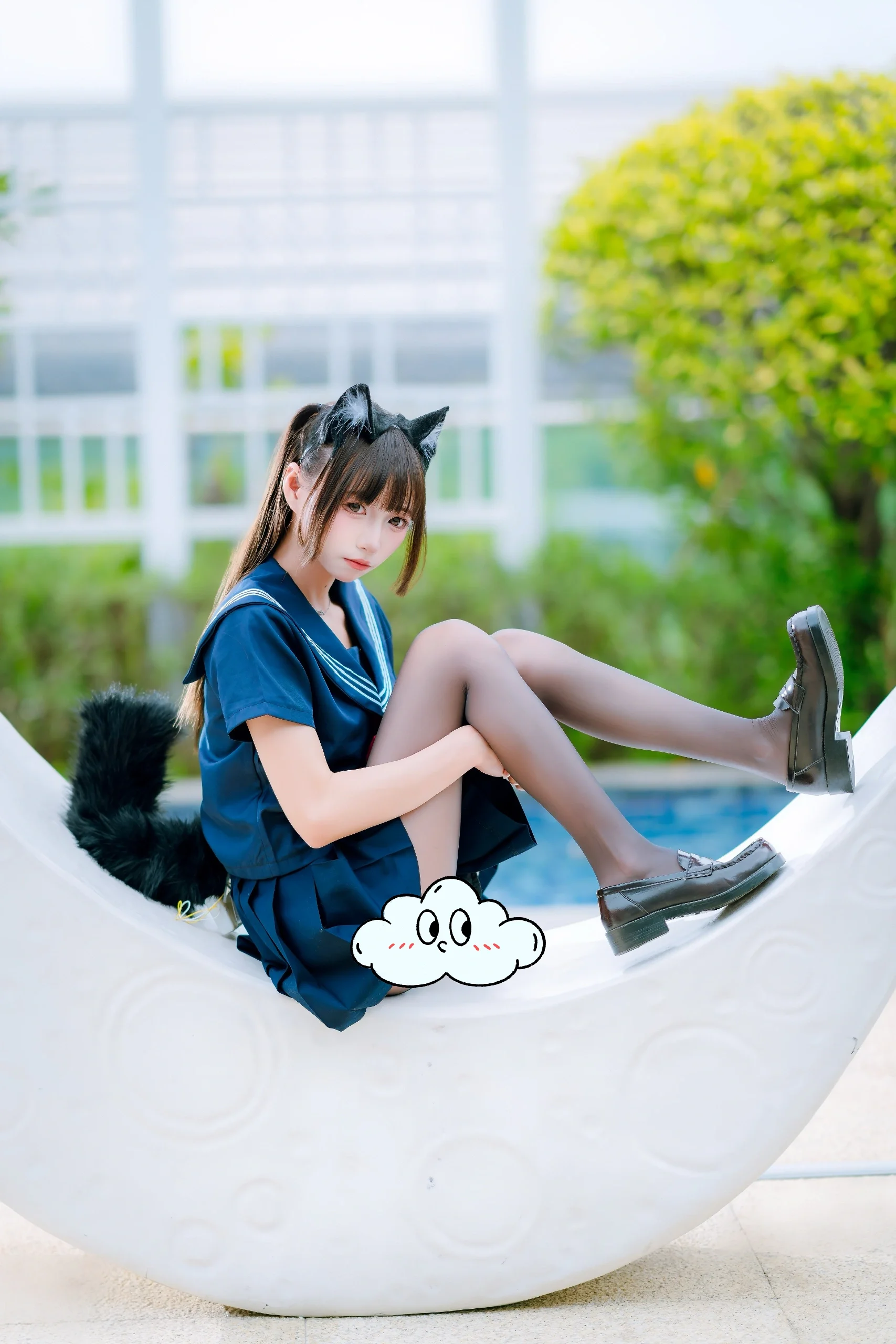 夏日户外水手服猫娘造型漫展外拍 - 第 3 张