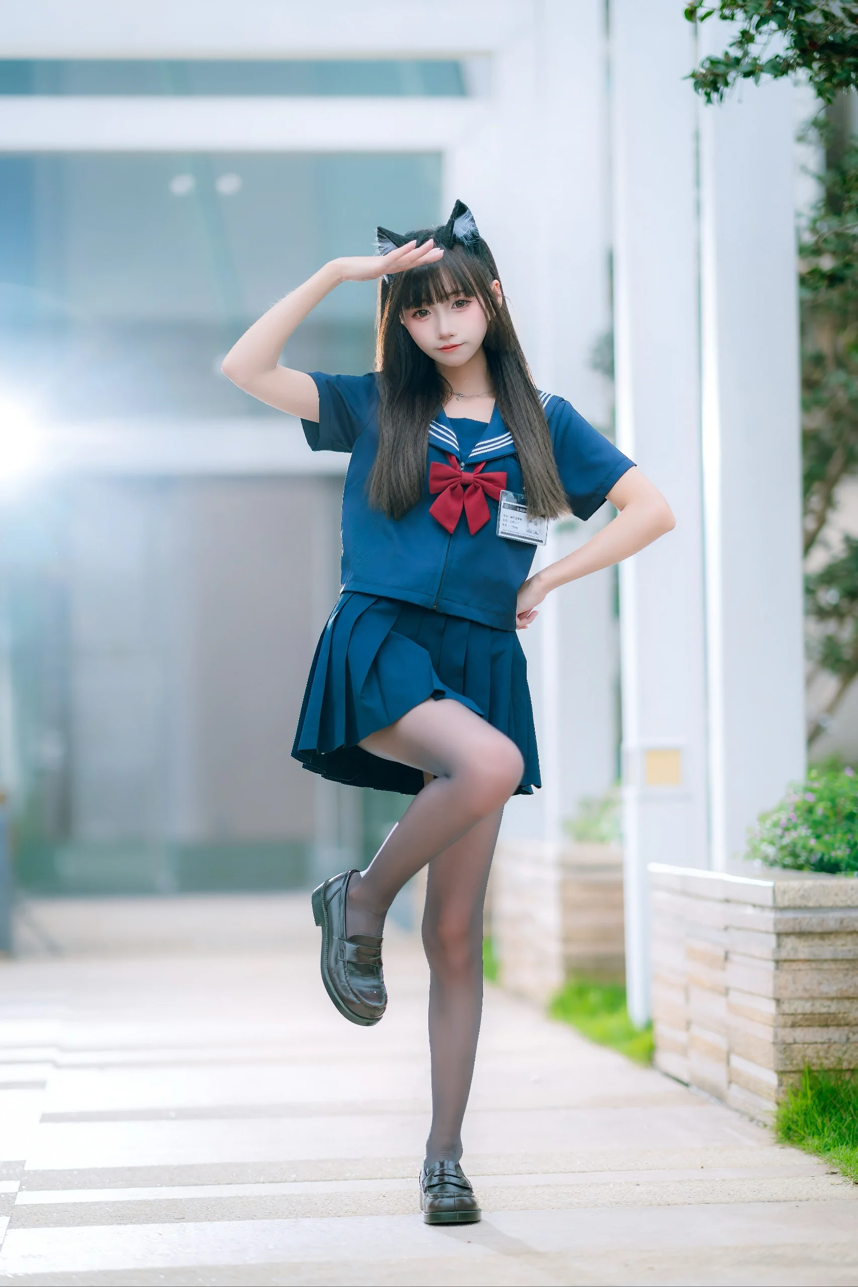 夏日户外水手服猫娘造型漫展外拍