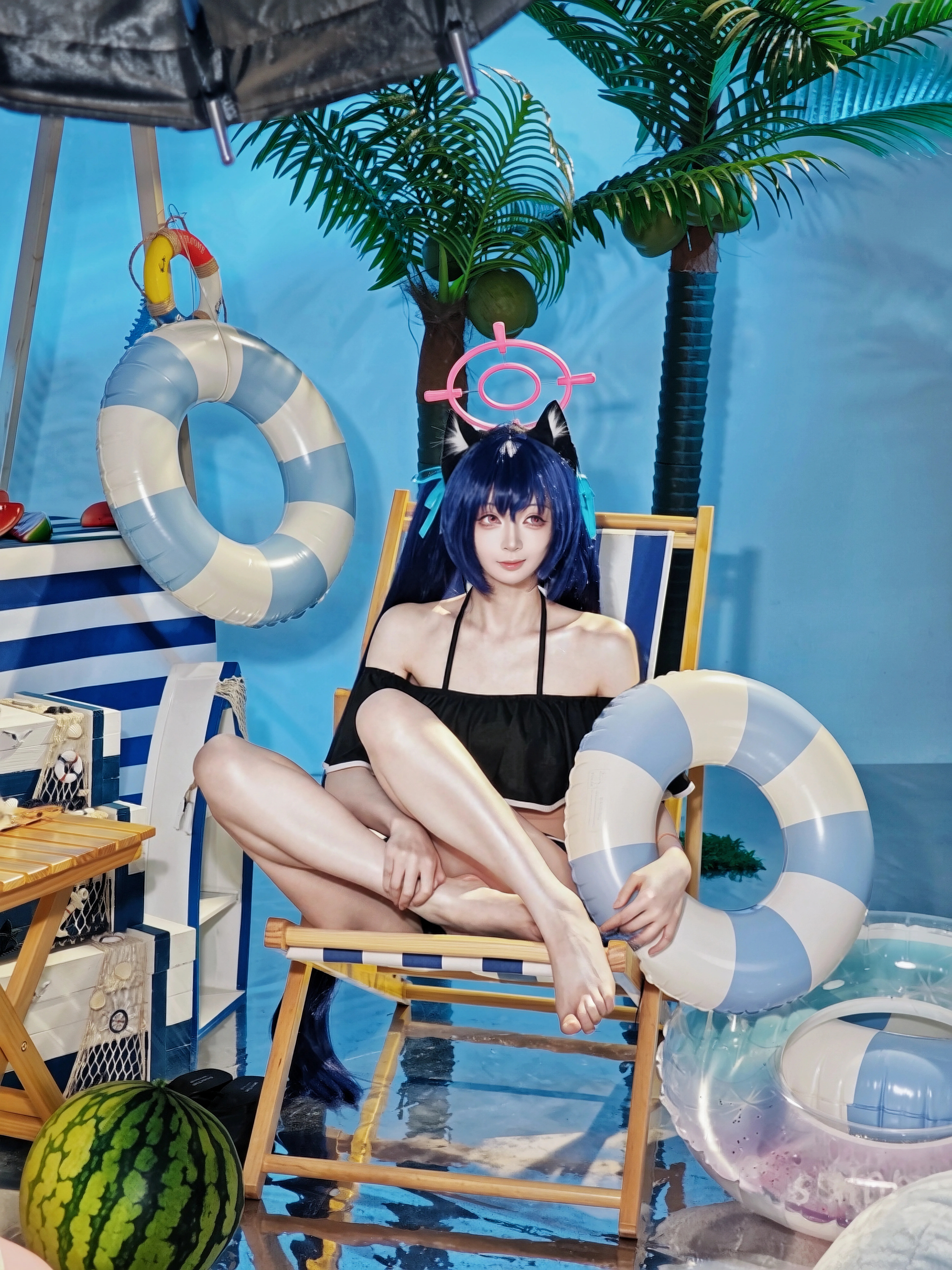 【黑见芹香cos】蔚蓝档案夏日泳装，清凉片场碎碎念 - 第 1 张
