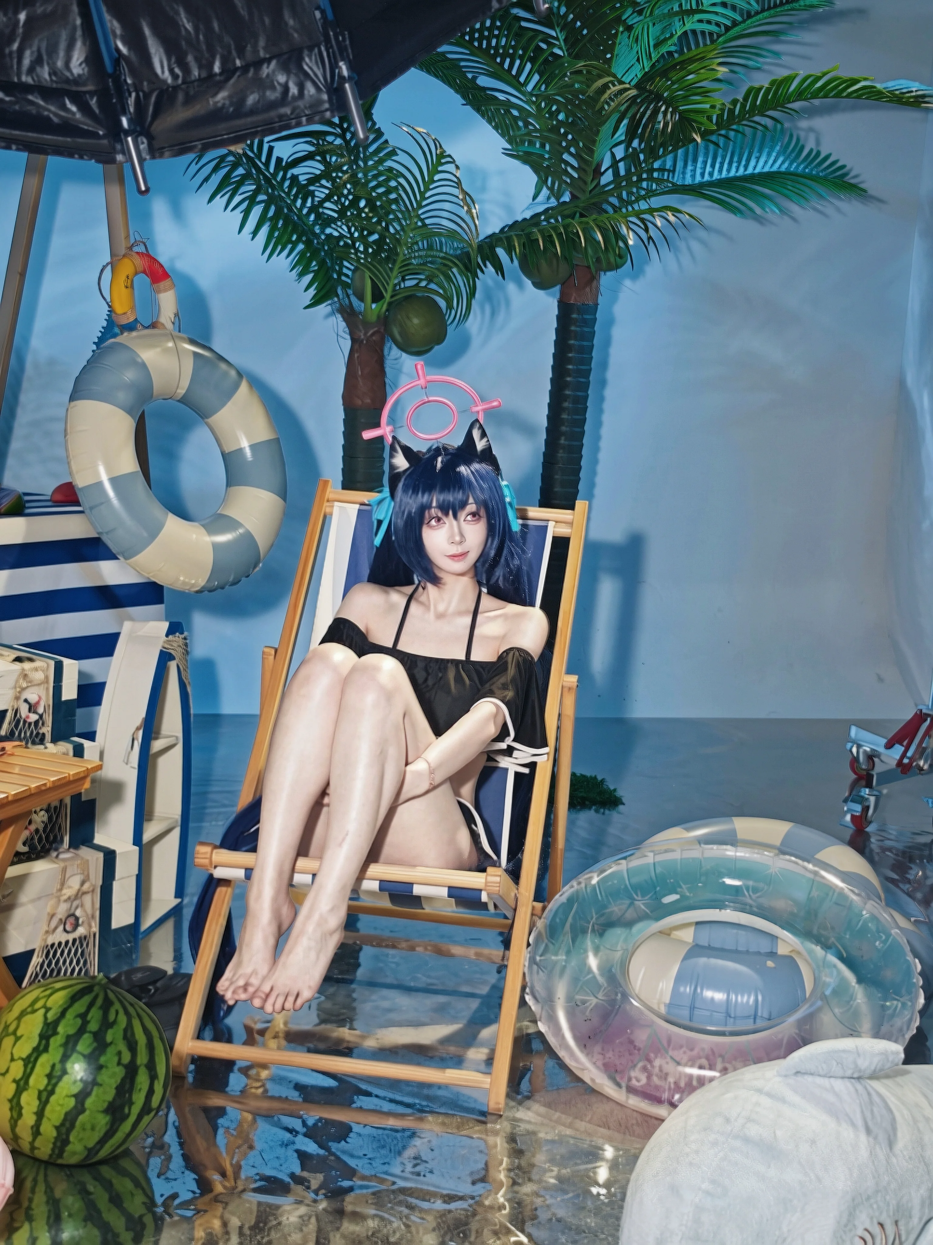 【黑见芹香cos】蔚蓝档案夏日泳装，清凉片场碎碎念 - 第 2 张