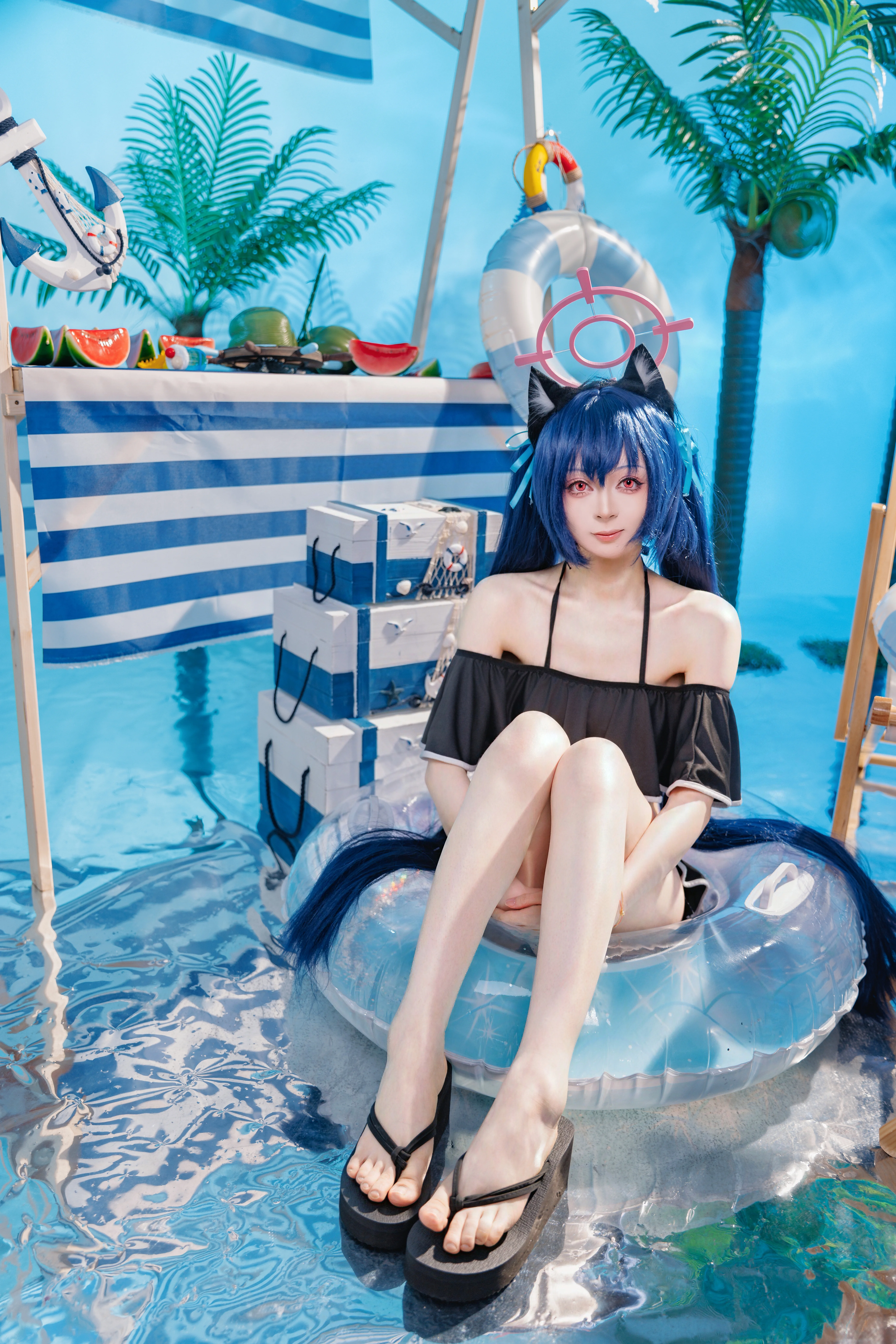 【黑见芹香cos】蔚蓝档案夏日泳装，躺平式拍片实录 - 第 2 张