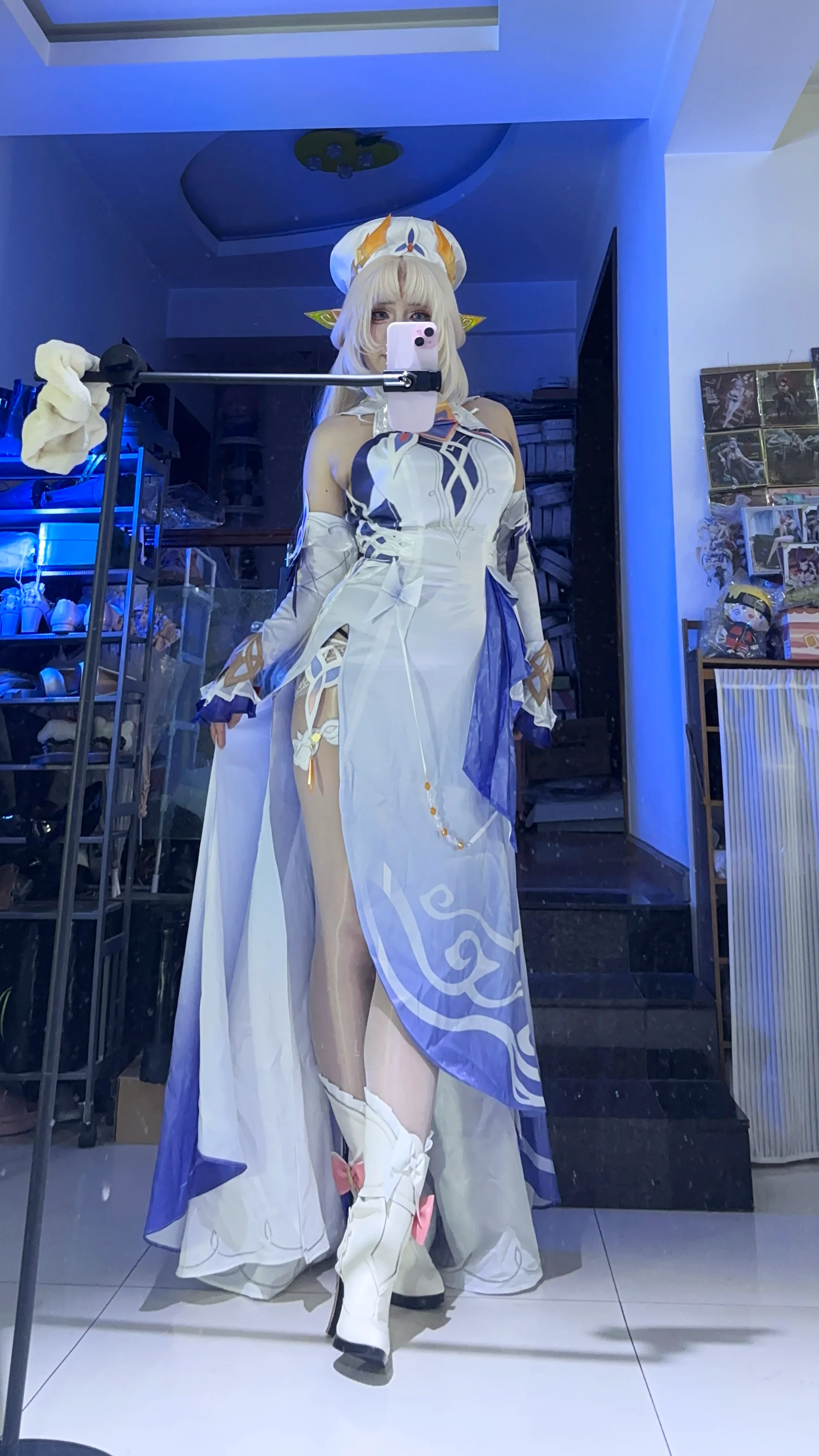 【尼可莱恩cos】原神试衣体验分享，飘逸白蓝还原经典 - 第 2 张