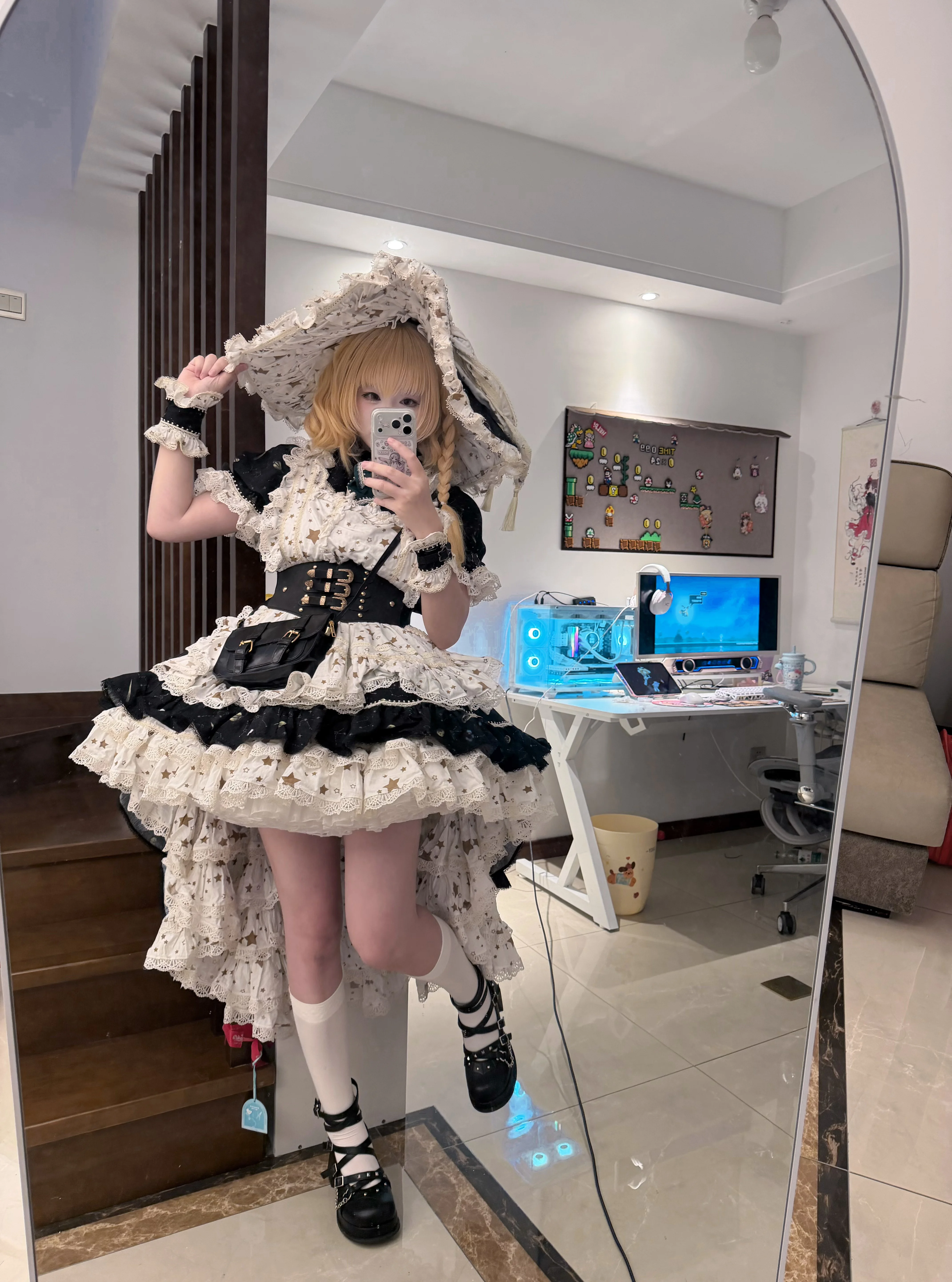 【雾雨魔理沙cos】星星点缀的蓬蓬裙，短发莎确实萌度拉满