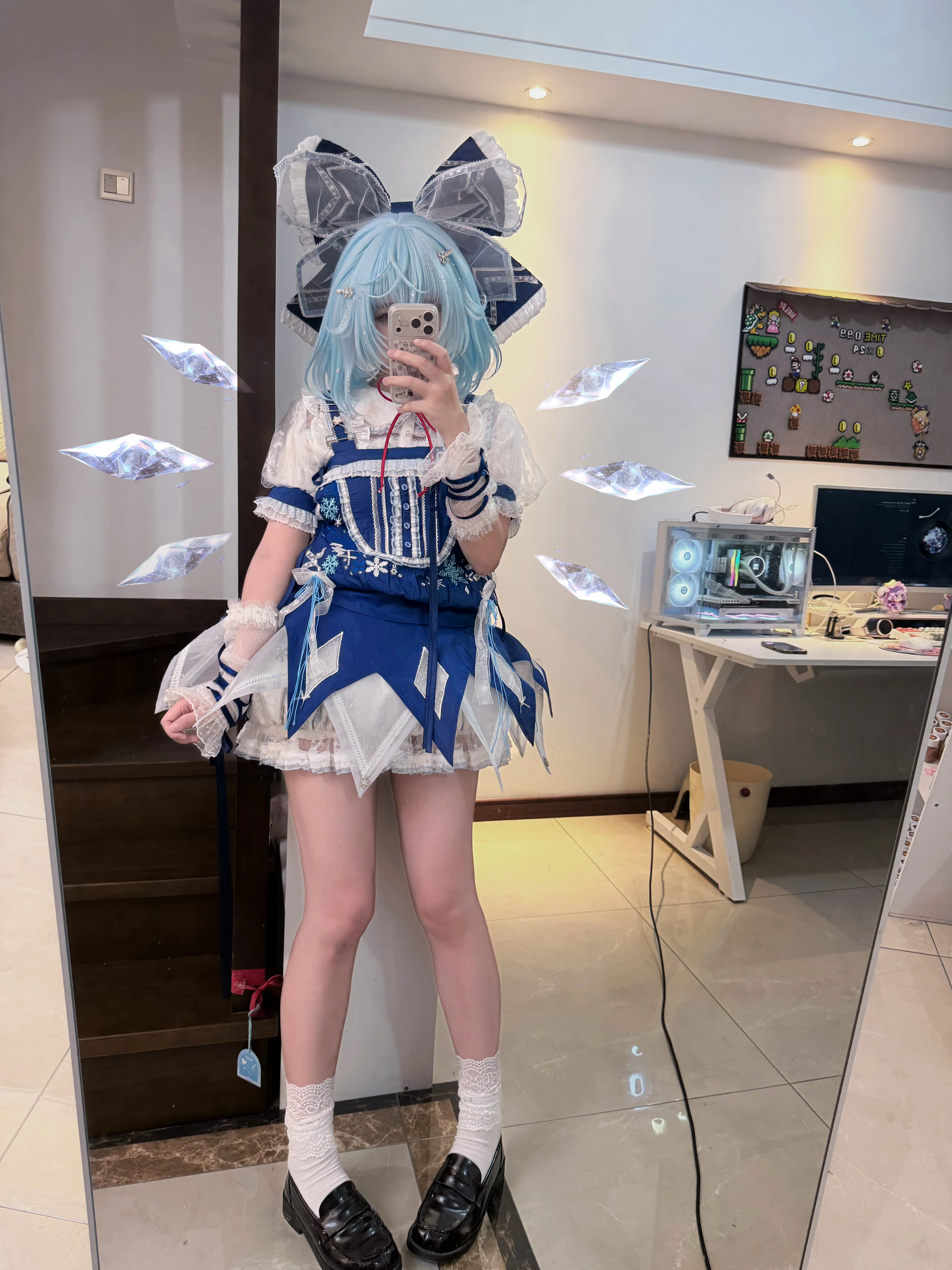 【チルノコスプレ】東方Project 氷の妖精の新衣装試着と突発的な日常 - 2 枚目