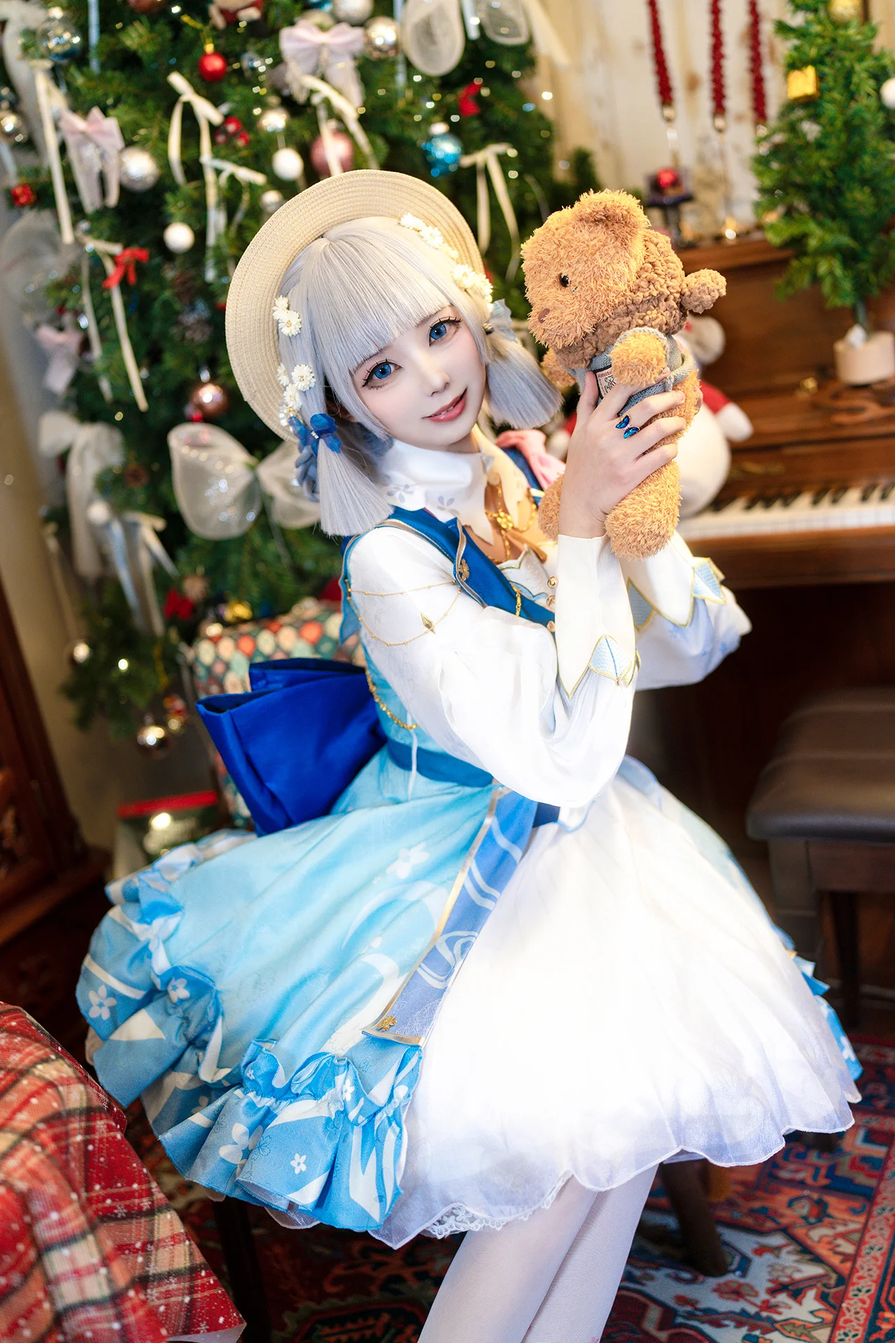 【神里绫华cos】原神花时来信，冬日蓝白交织的梦幻写真