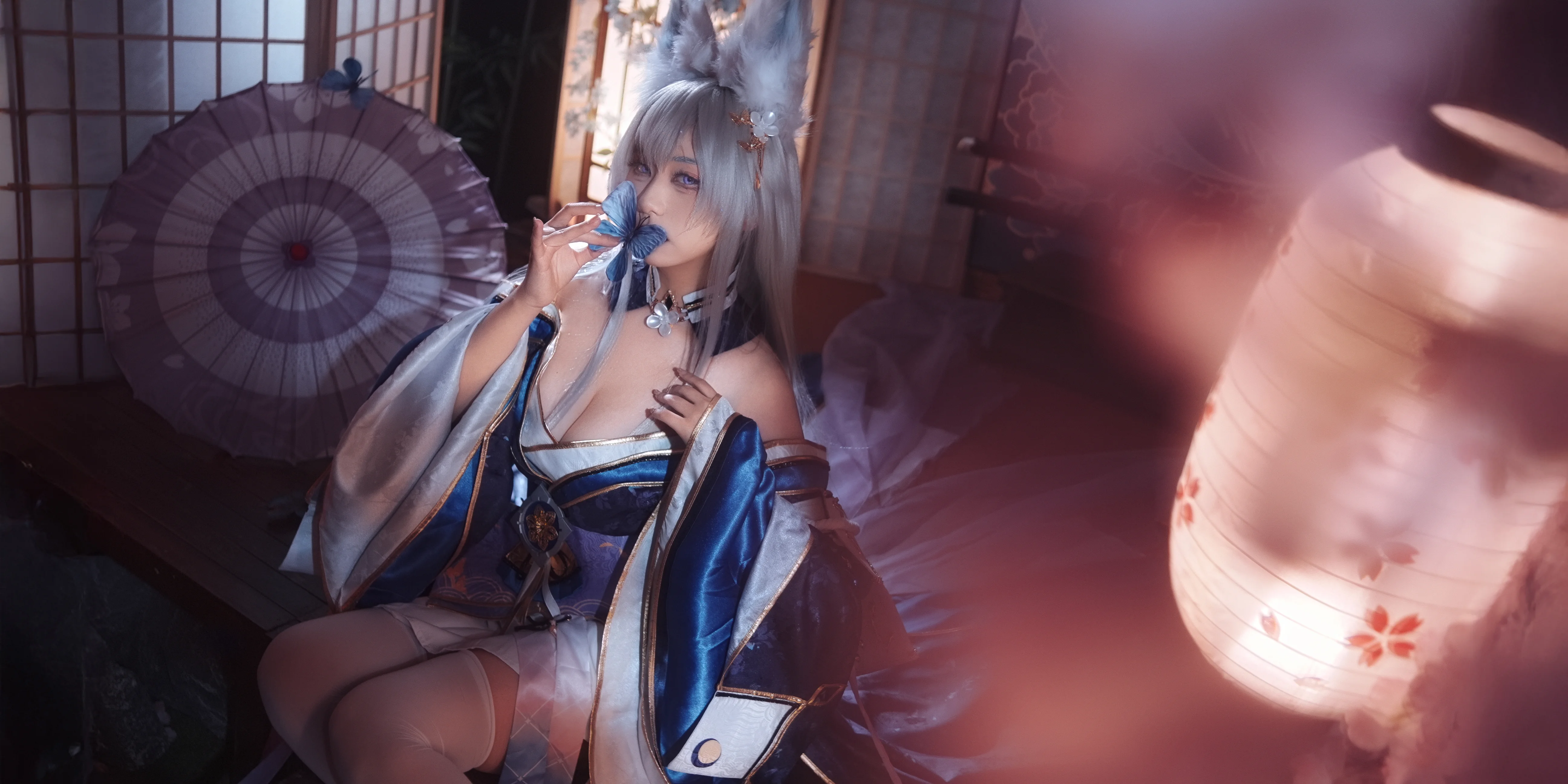 【碧蓝航线cos】幽蝶之梦，大白狐狸的静谧和室 - 第 7 张