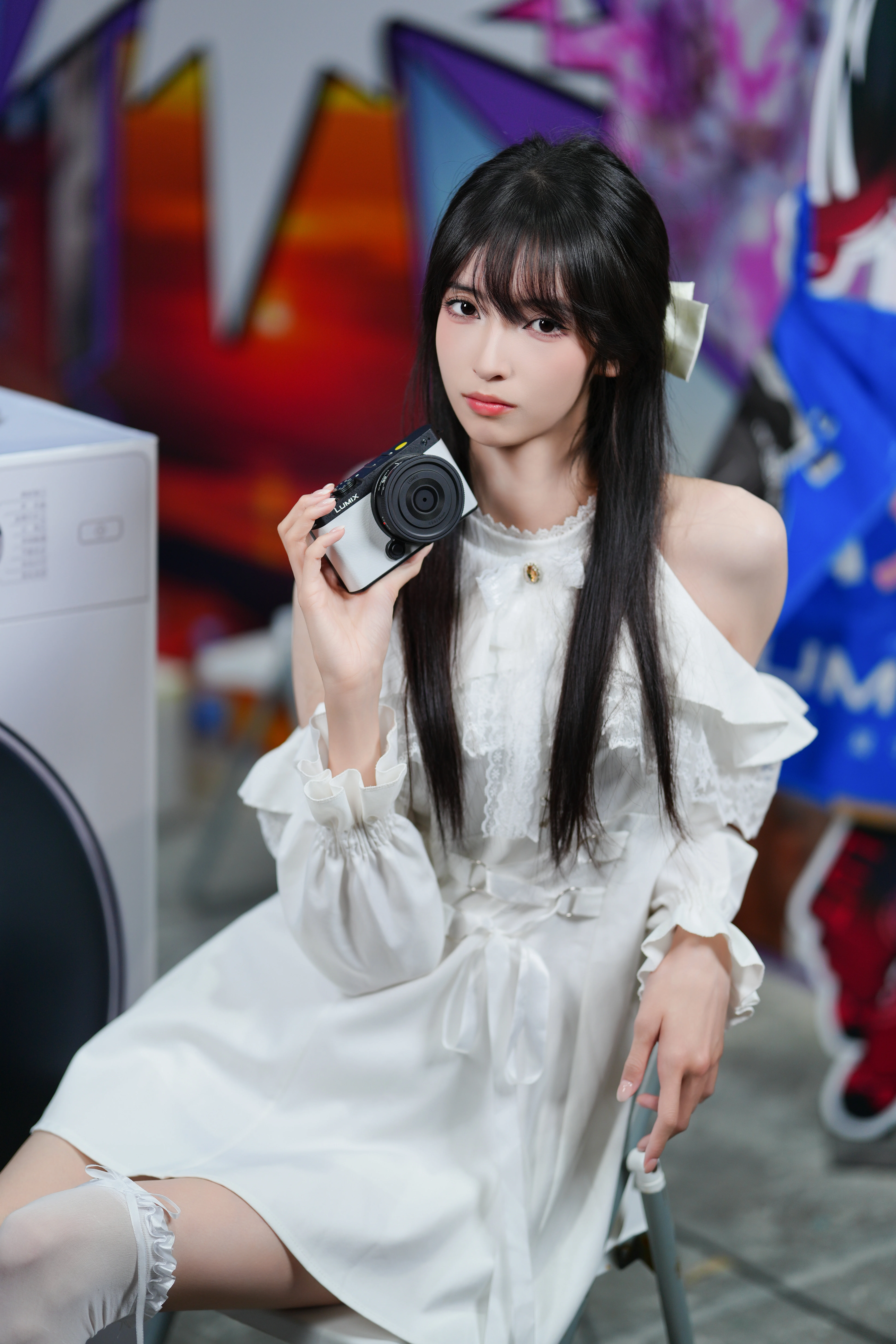Firefly ACG Expo White Lace Dress Paired with Panasonic Camera Convention Photos Record - Image 12