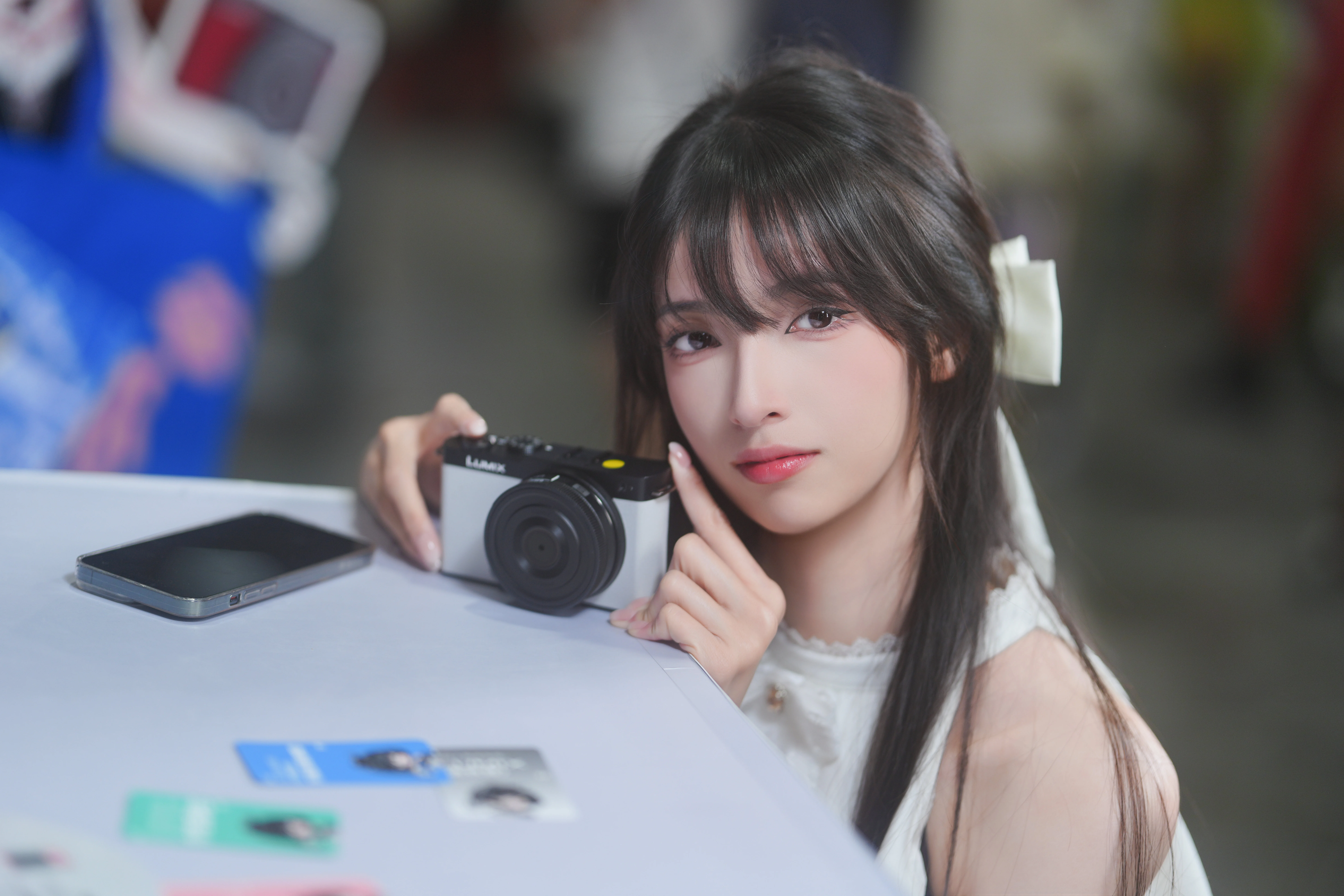 Firefly ACG Expo White Lace Dress Paired with Panasonic Camera Convention Photos Record - Image 2