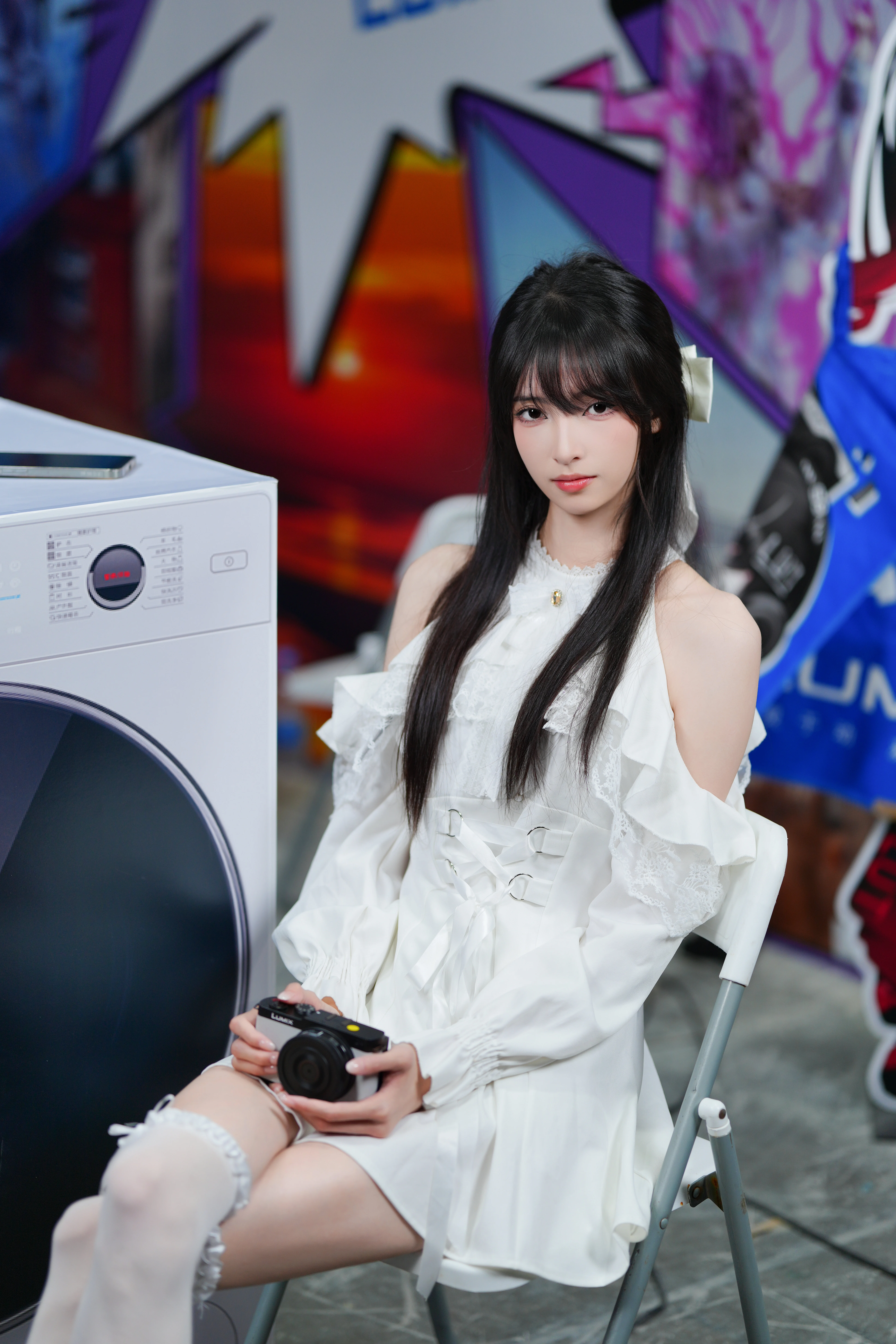 Firefly ACG Expo White Lace Dress Paired with Panasonic Camera Convention Photos Record - Image 6