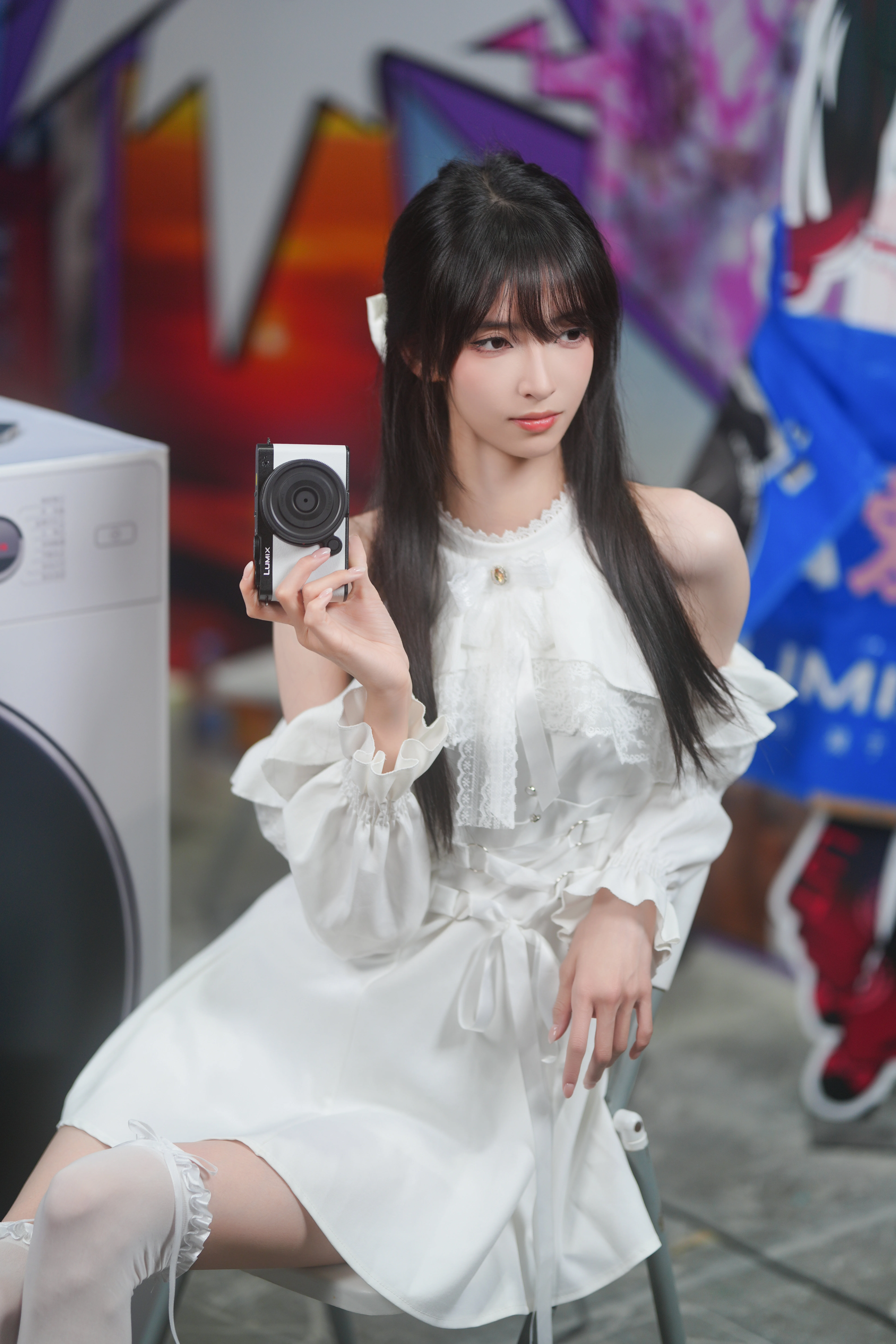 Firefly ACG Expo White Lace Dress Paired with Panasonic Camera Convention Photos Record - Image 8