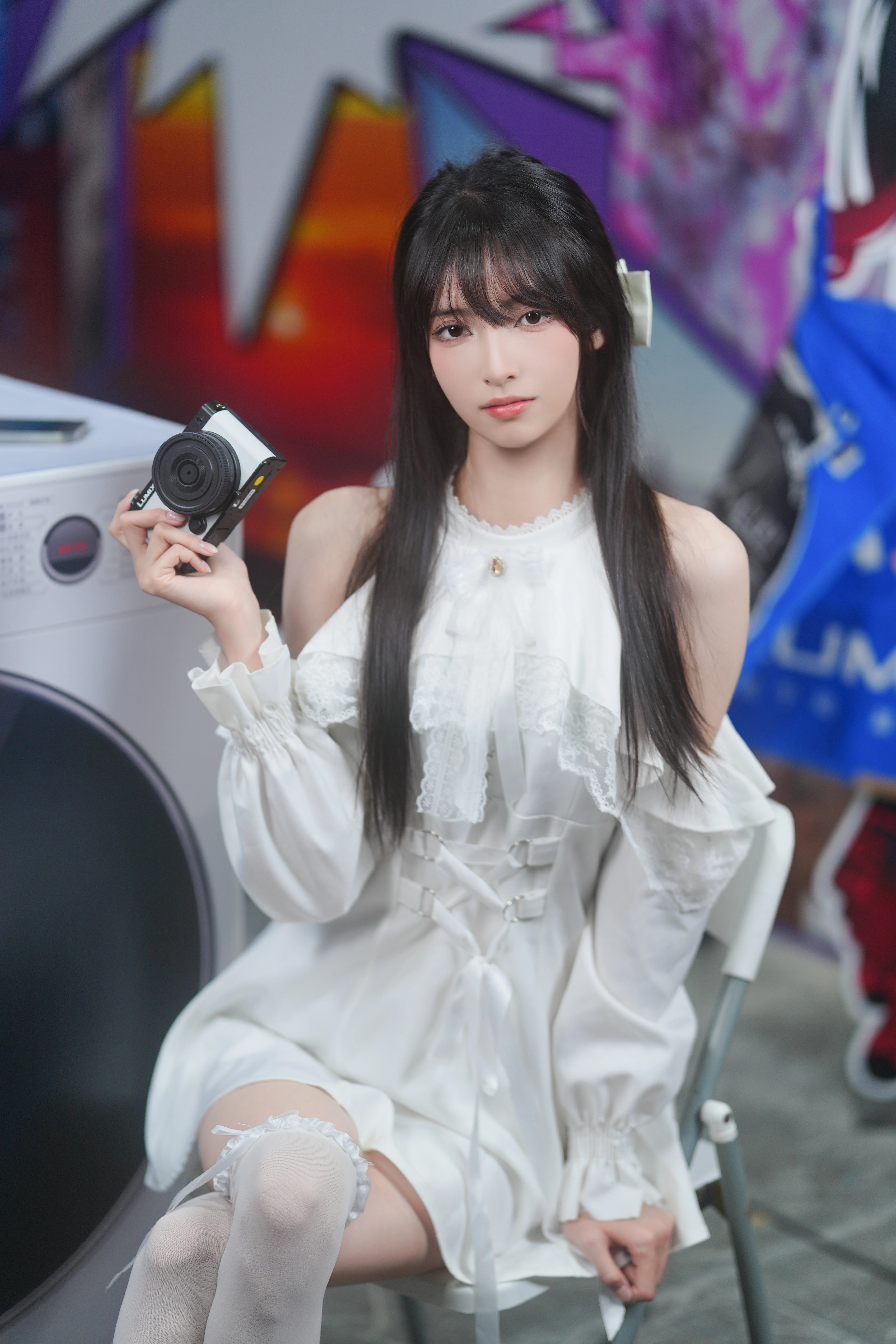 Firefly ACG Expo White Lace Dress Paired with Panasonic Camera Convention Photos Record - Image 9