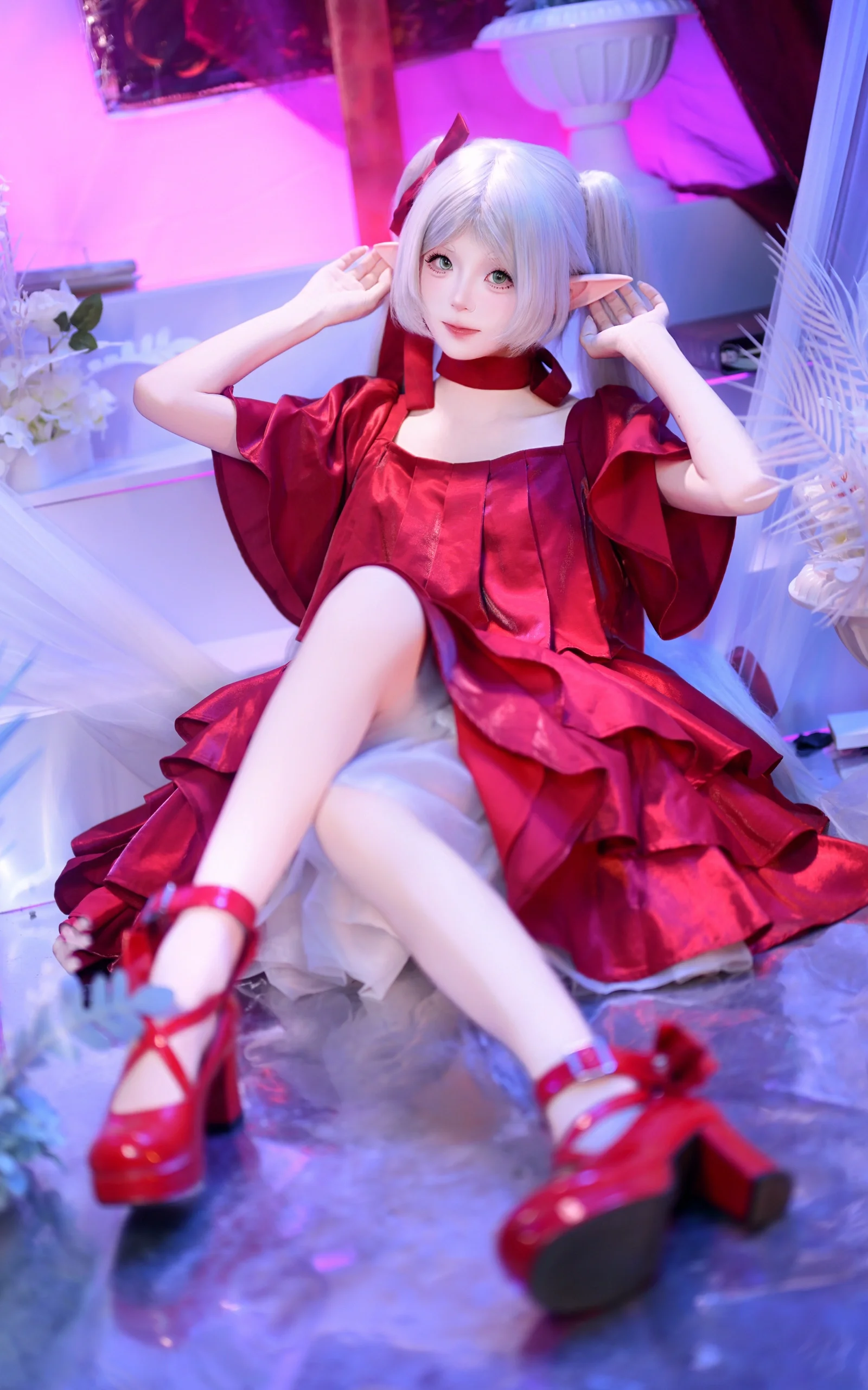 【芙莉莲cos】酒红色裙摆下的精灵魔法使 - 第 4 张