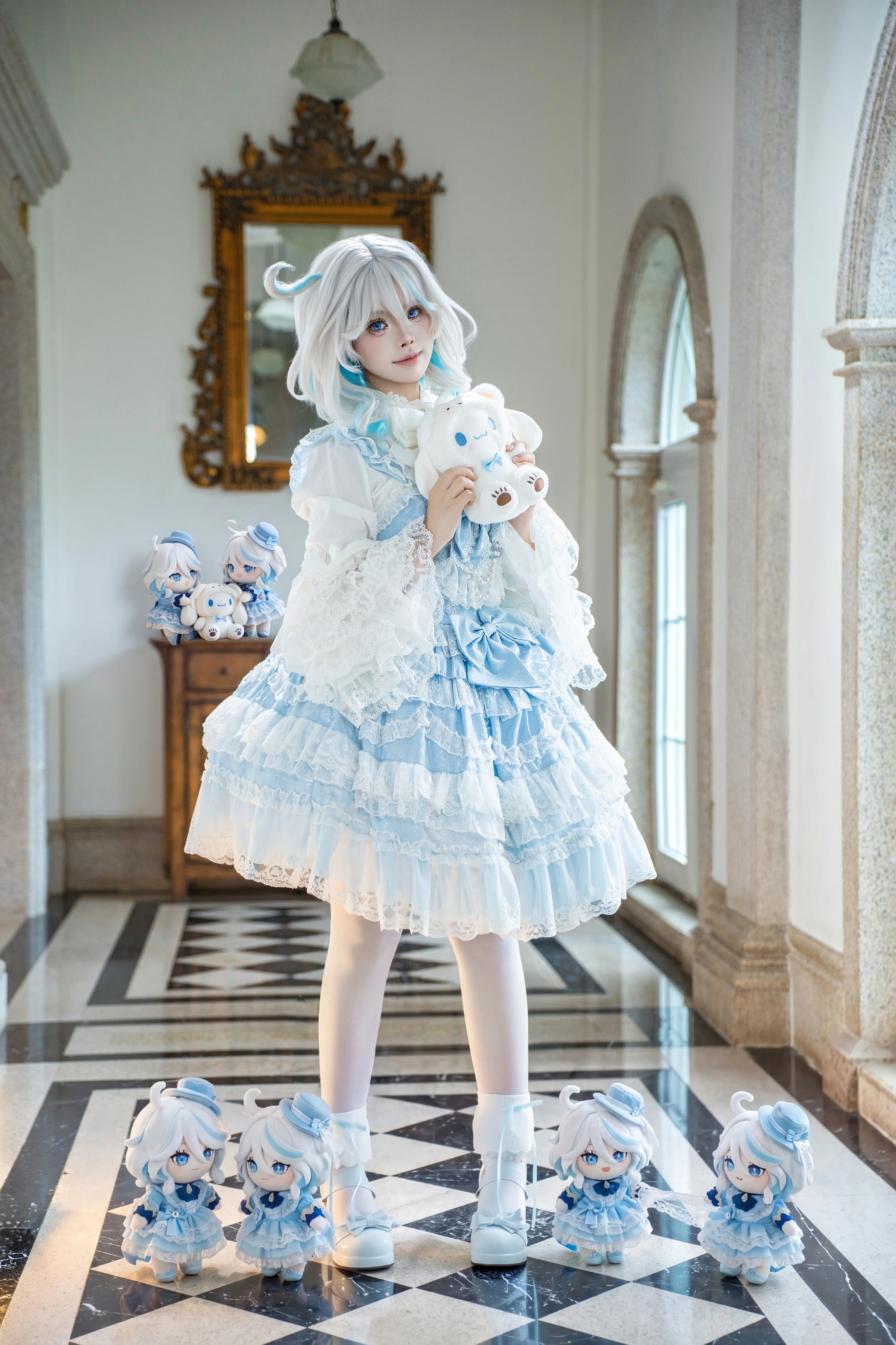 【芙宁娜cos】原神私设拍摄，远大城拱廊下的蓝白童话